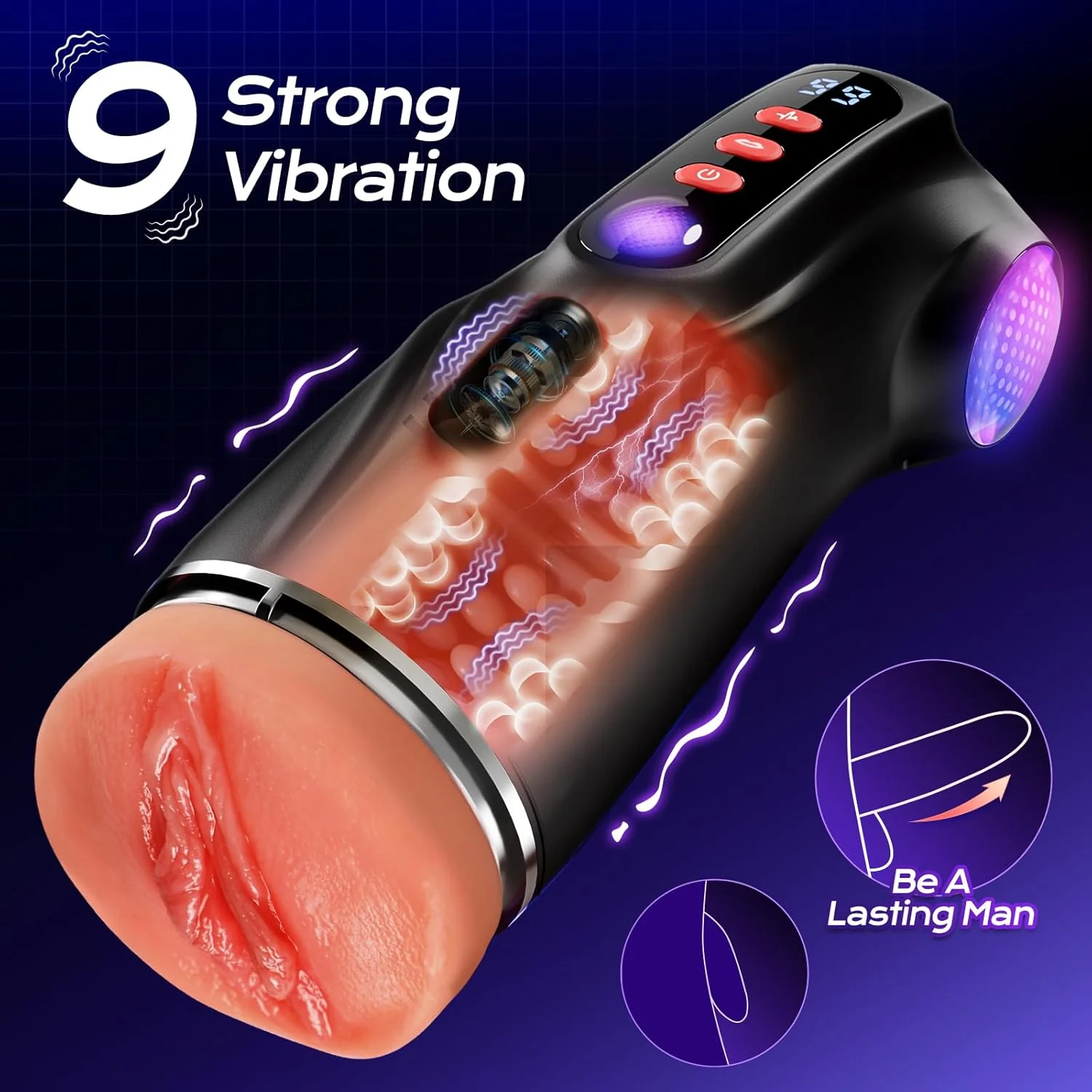 SynapseX AI Pocket Pussy 3 Sleeves Vibrating Stroker - Image 4
