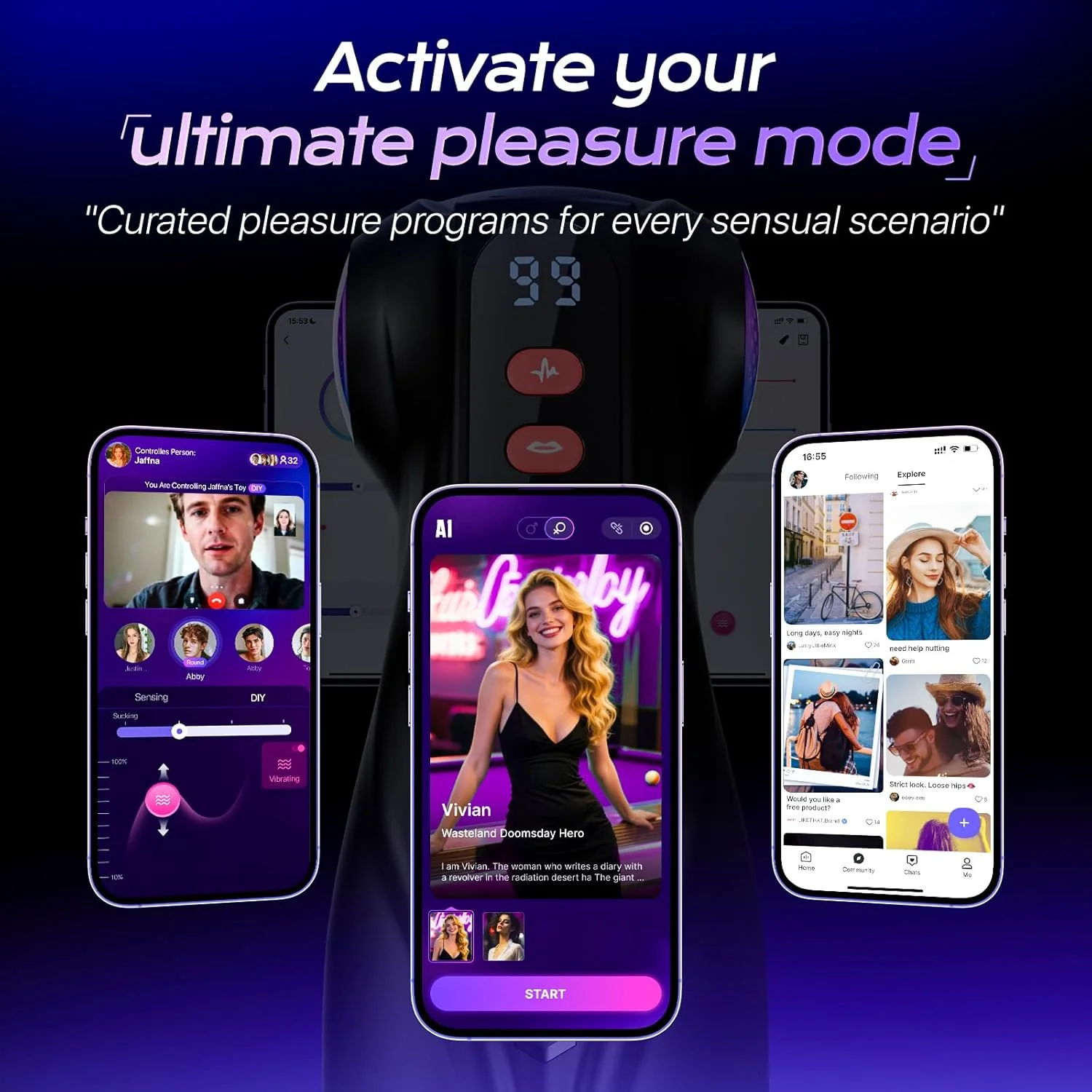 SynapseX AI Pocket Pussy 3 Sleeves Vibrating Stroker - Image 6