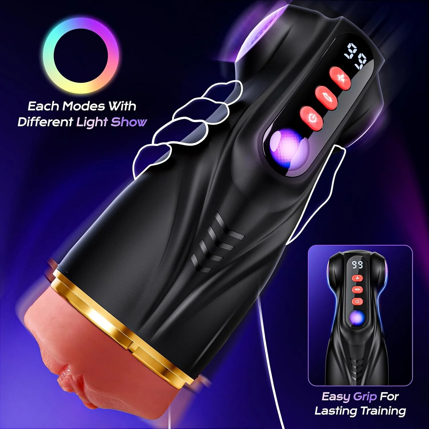 SynapseX AI Pocket Pussy 3 Sleeves Vibrating Stroker - Image 7