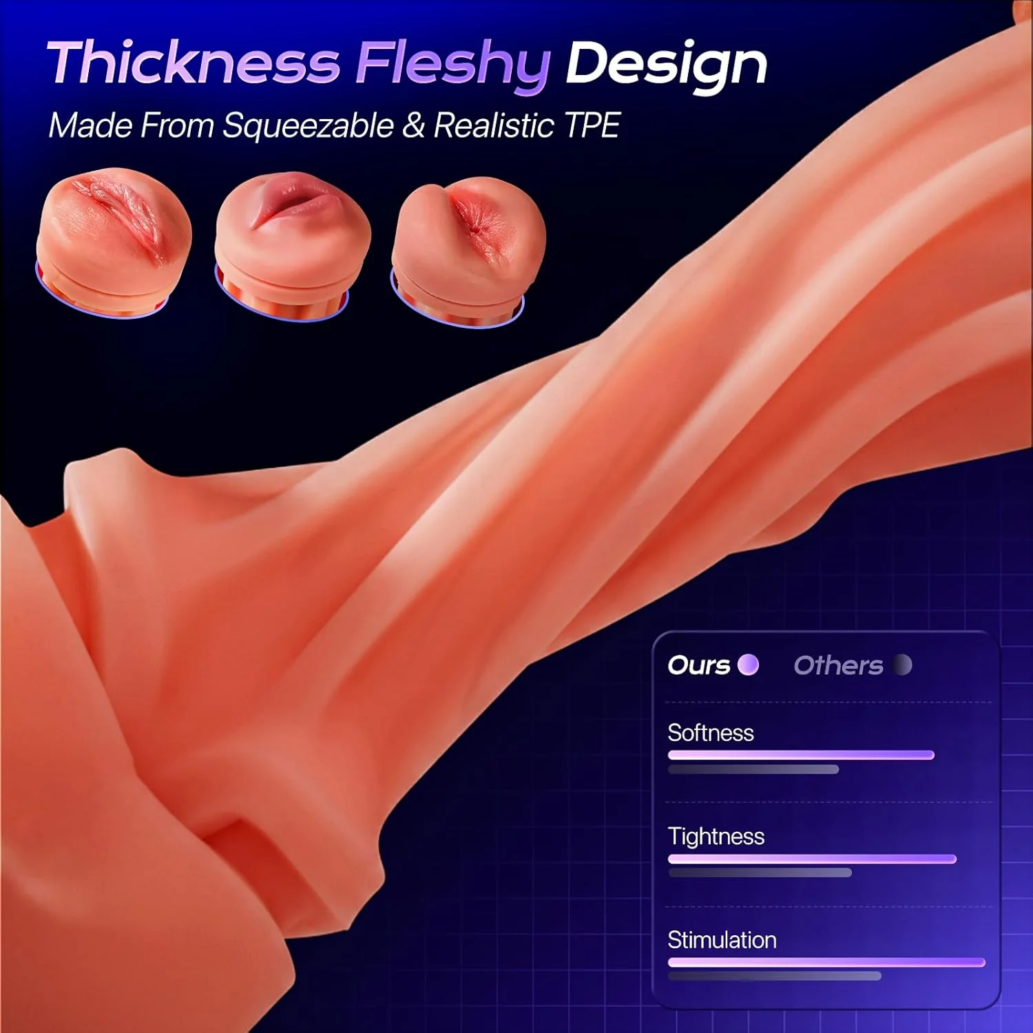 SynapseX AI Pocket Pussy 3 Sleeves Vibrating Stroker - Image 8