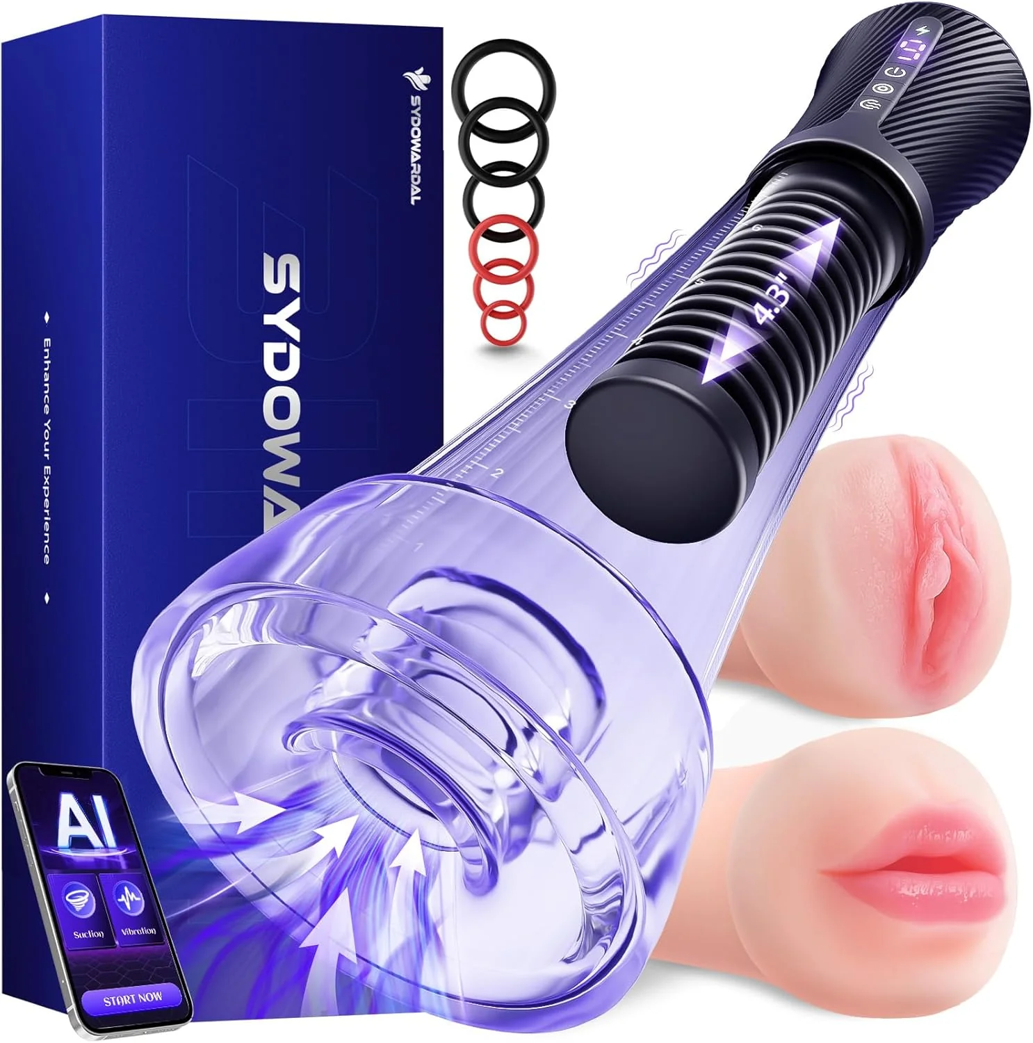 ApexPulse AI Male Masturbator 3 Sleeves Suction Pump
