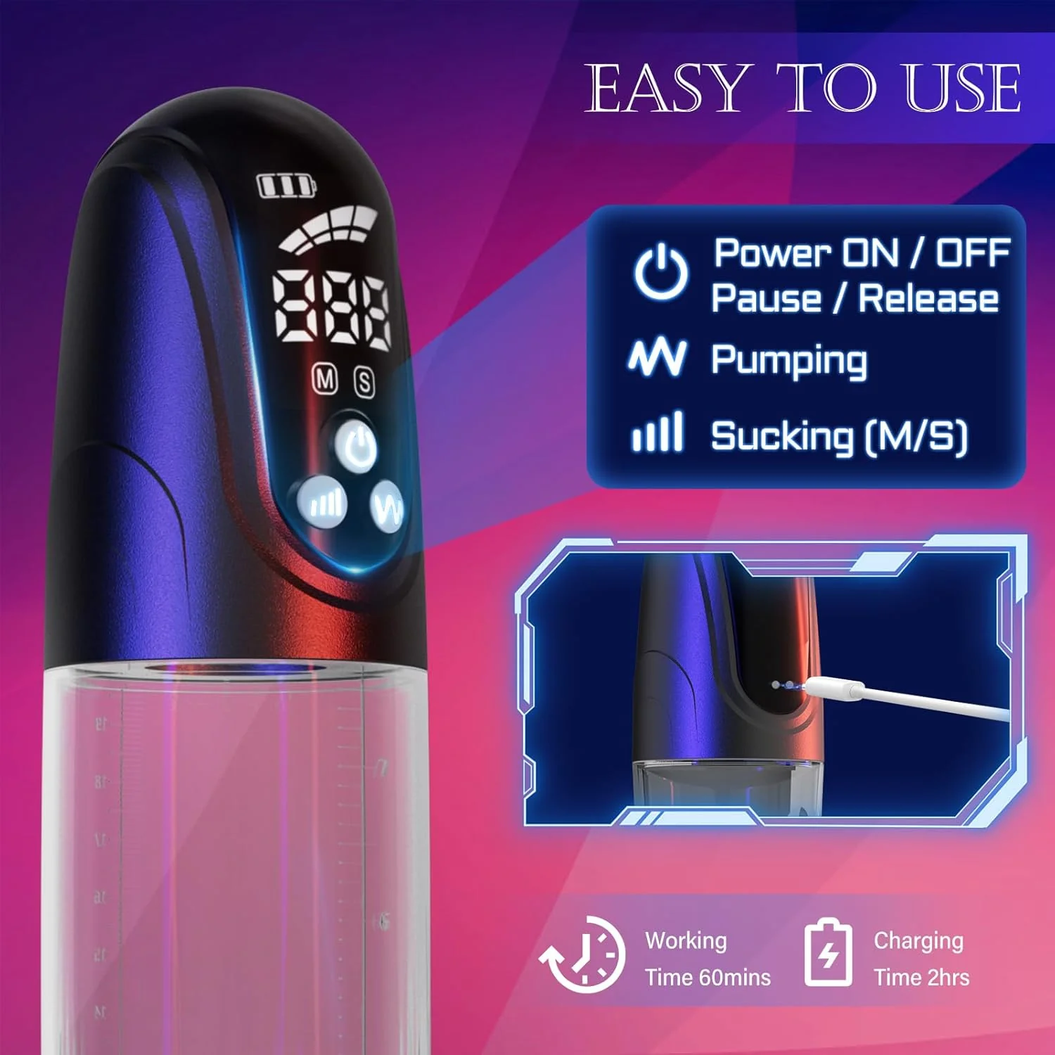 HydraFlux Penis Pump 4 Pressure & Suction Modes - Image 5