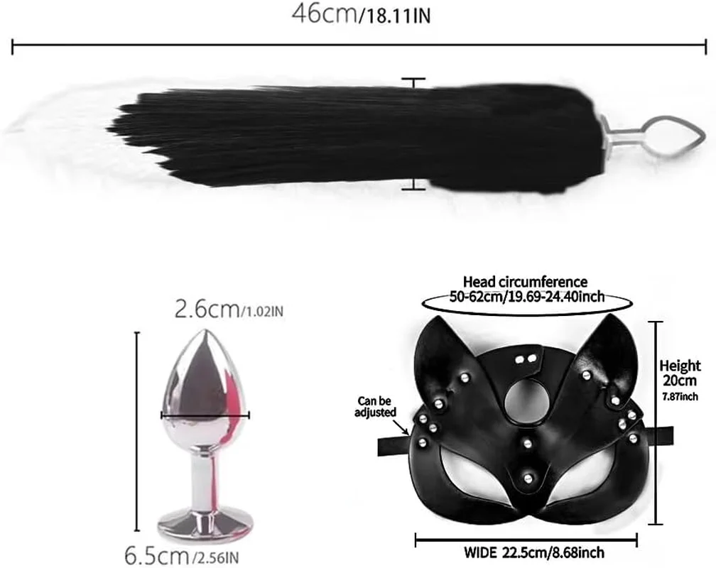 NightFeral Tail Anal Plug Mask Whip BDSM Cosplay Set - Image 5
