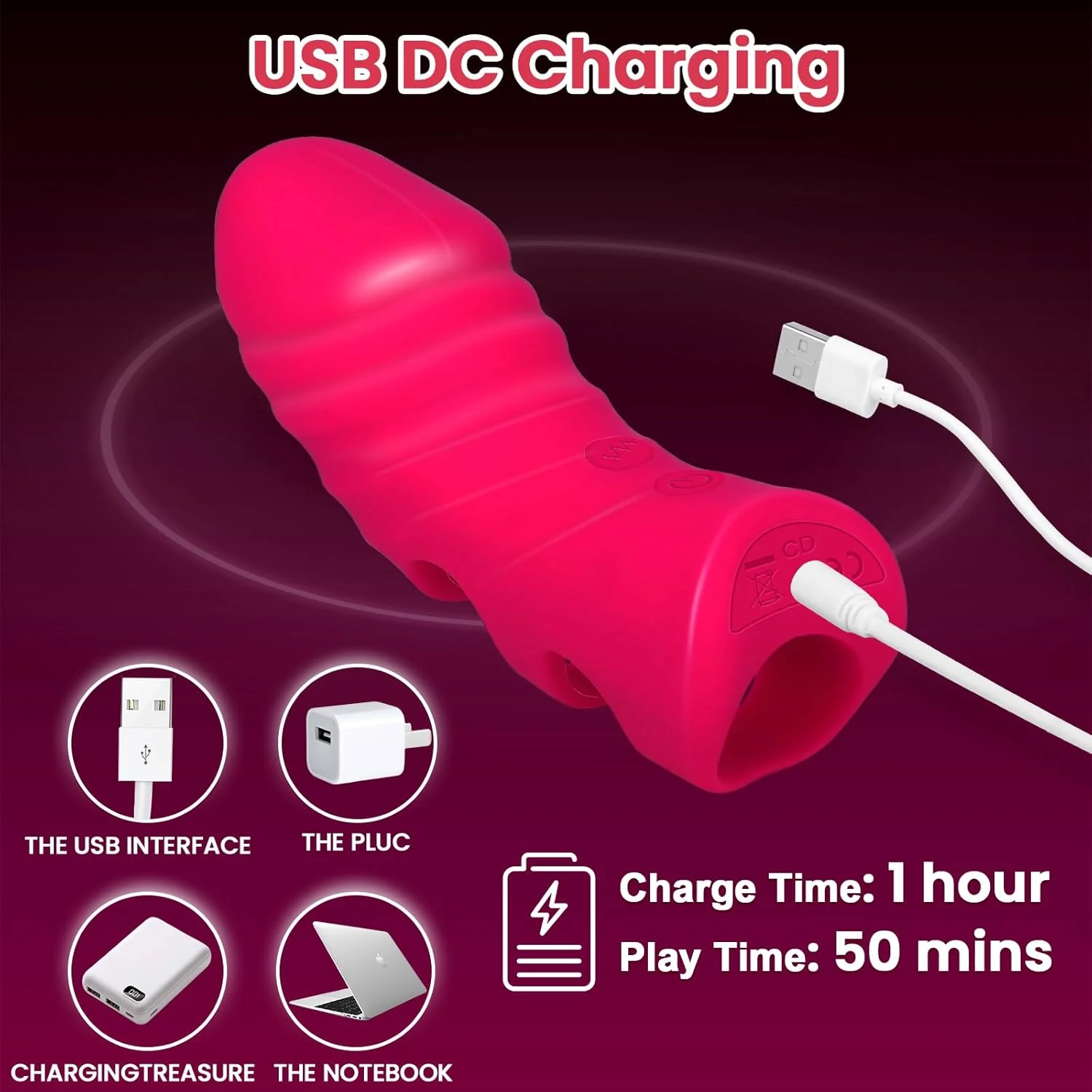 PulseFit Mini Finger Vibrator 10 Modes Quiet USB Recharge - Image 5