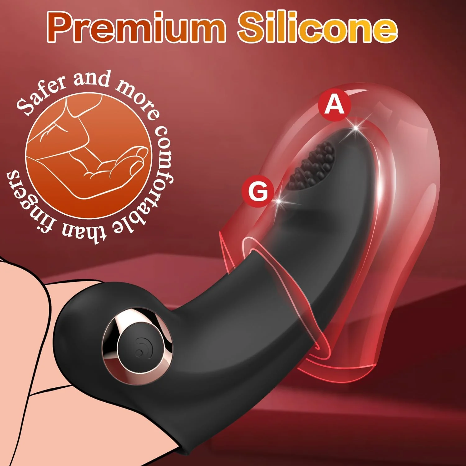 NoirTouch Finger Vibrator 10 Modes Waterproof Quiet Black - Image 3