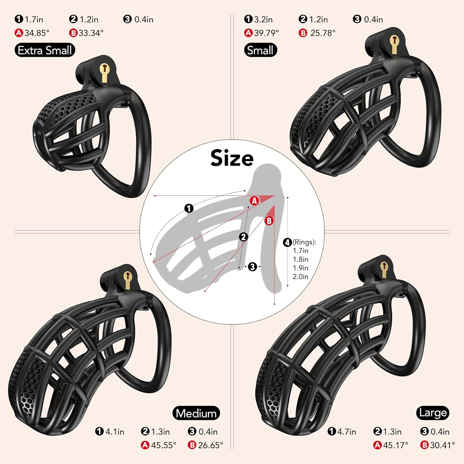 Versatile Multi-Size Male Chastity Cage for BDSM - Image 5