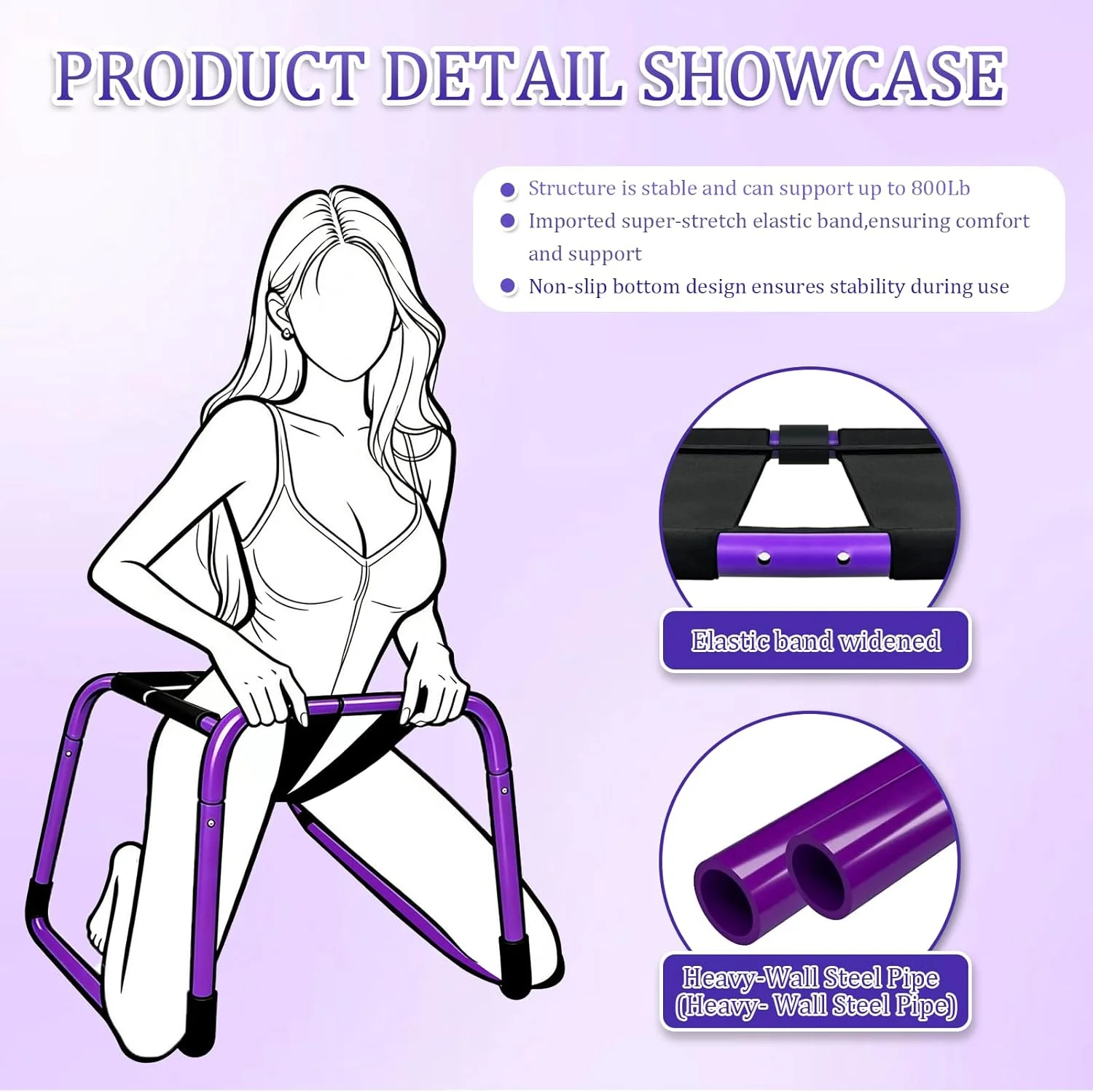 VioletForce XL Heavy Duty Sex Chair 800LB Foldable - Image 2