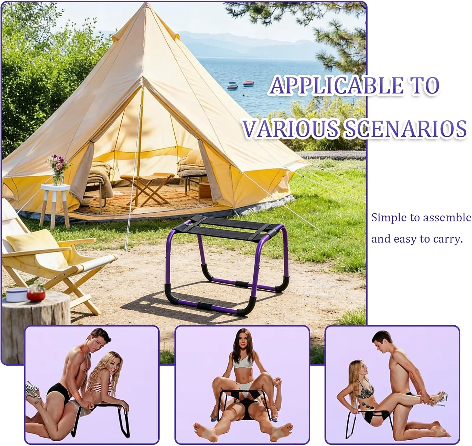 VioletForce XL Heavy Duty Sex Chair 800LB Foldable - Image 6