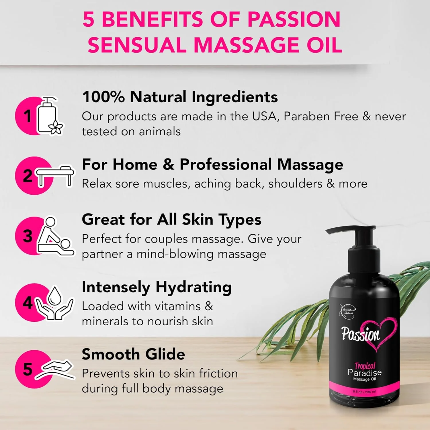 Natural Passion Massage Oil for Couples | Tropical Aromatherapy, All-Natural - Image 2