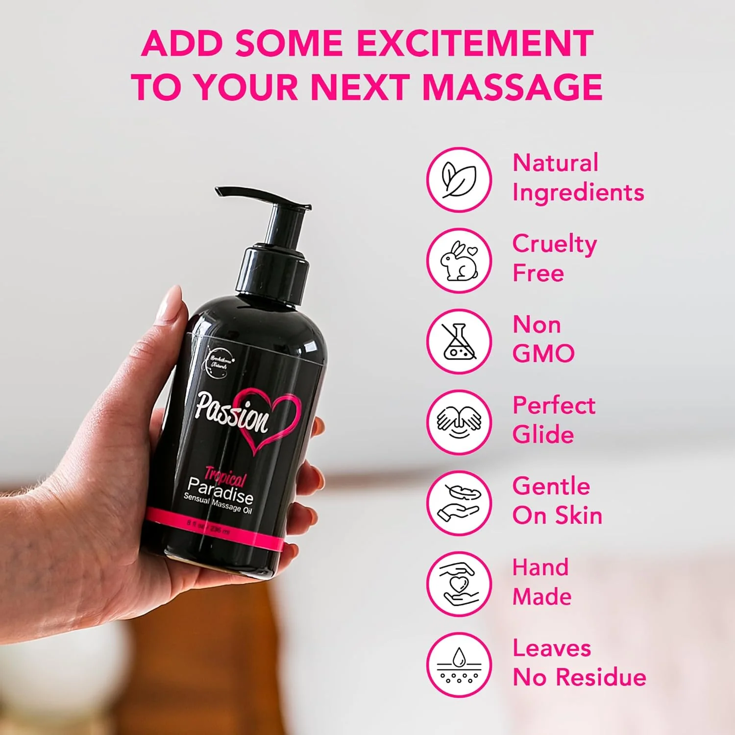 Natural Passion Massage Oil for Couples | Tropical Aromatherapy, All-Natural - Image 6