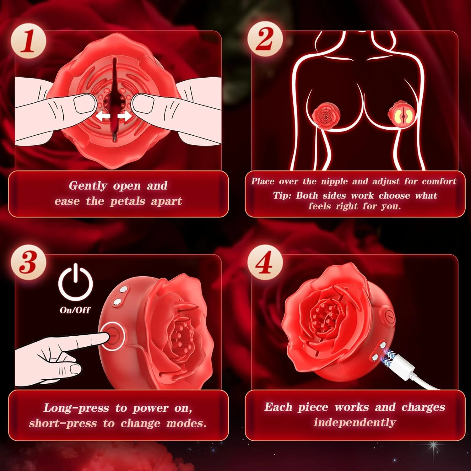 PetalSyncX App-Control Nipple Vibrator – 9 Modes, Soft Fit - Image 8