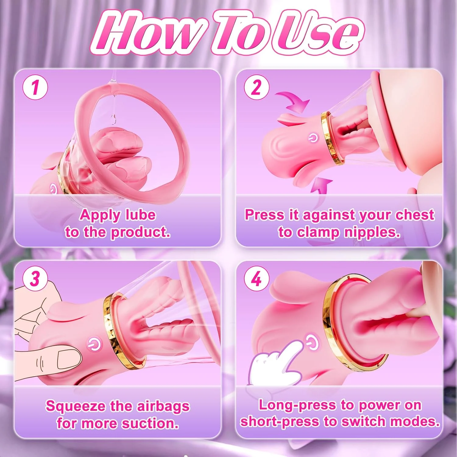 LuxeSuctionX Suction Nipple Vibrators 10 Modes – Soft Silicone - Image 5