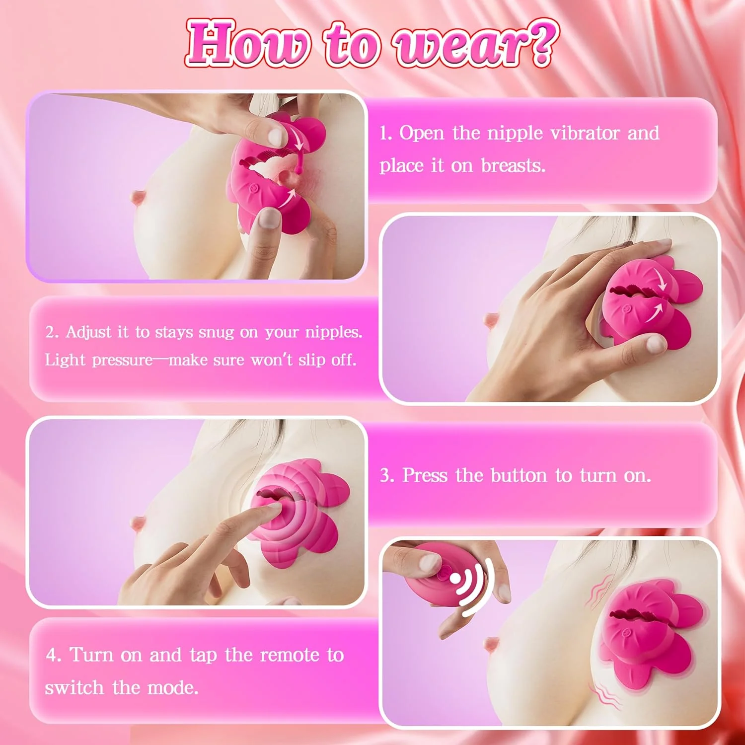 PetalWave Remote Nipple Vibrators 10 Modes – Discreet Wear - Image 4