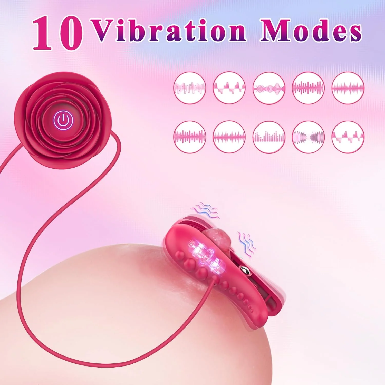 ScarletChain BDSM Nipple Clamp Choker Vibrator 10 Modes - Image 4