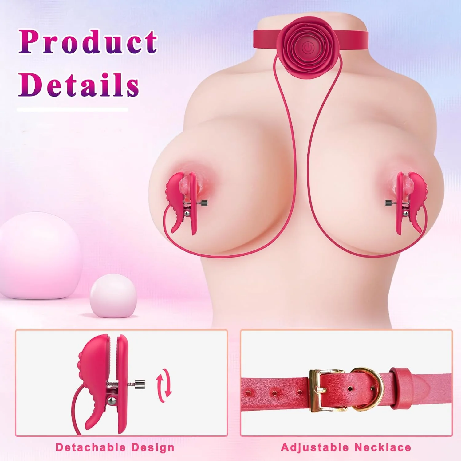 ScarletChain BDSM Nipple Clamp Choker Vibrator 10 Modes - Image 5