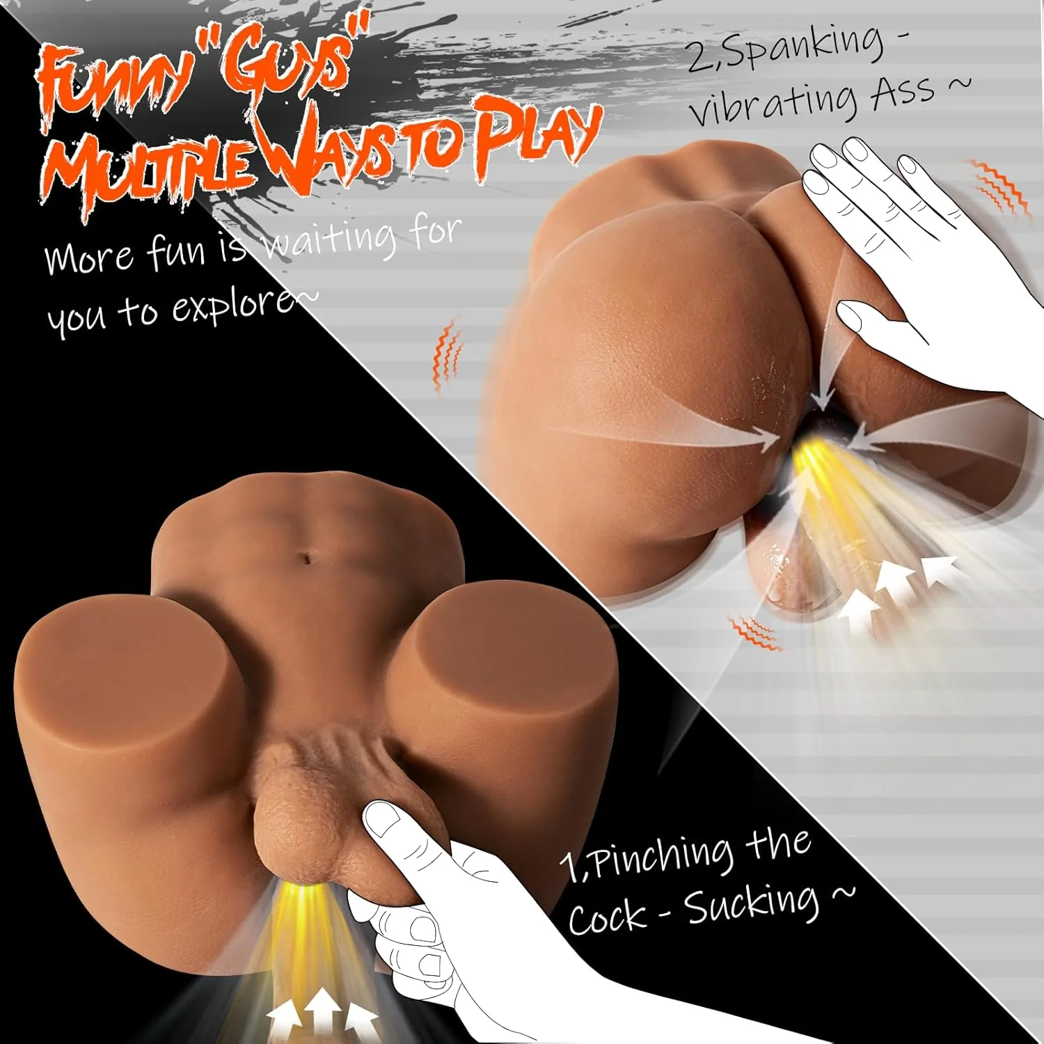PeepTremor Vibrating 10lbs Anus & Testicles Sex Doll - Image 4