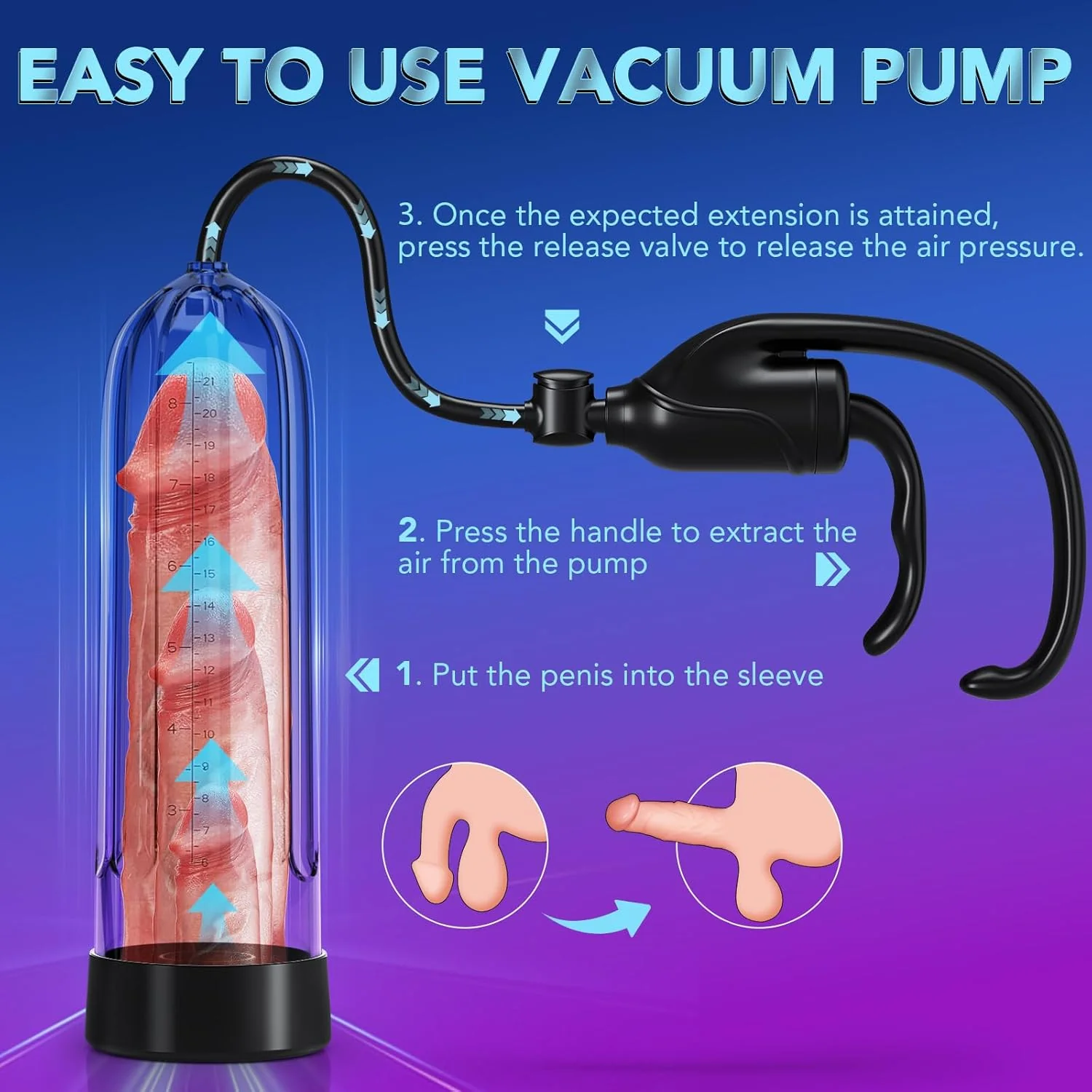 GripCore Manual Penis Pump with Rings & Sleeves - Image 4
