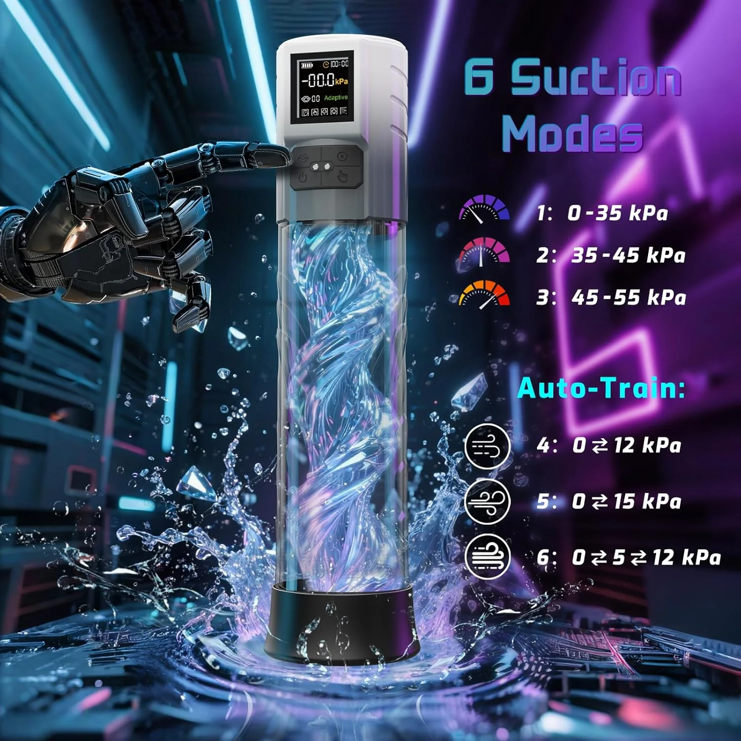 AdaptiX Penis Pump 6 Modes Adaptive LCD - Image 4