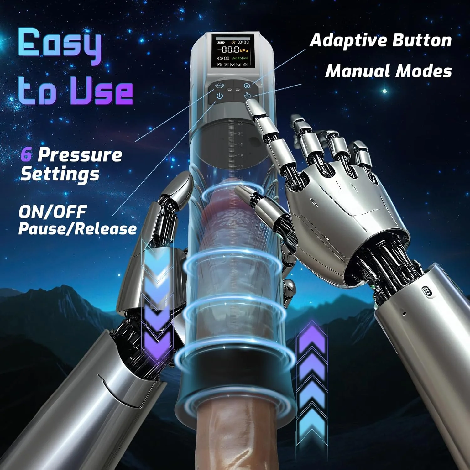 AdaptiX Penis Pump 6 Modes Adaptive LCD - Image 5