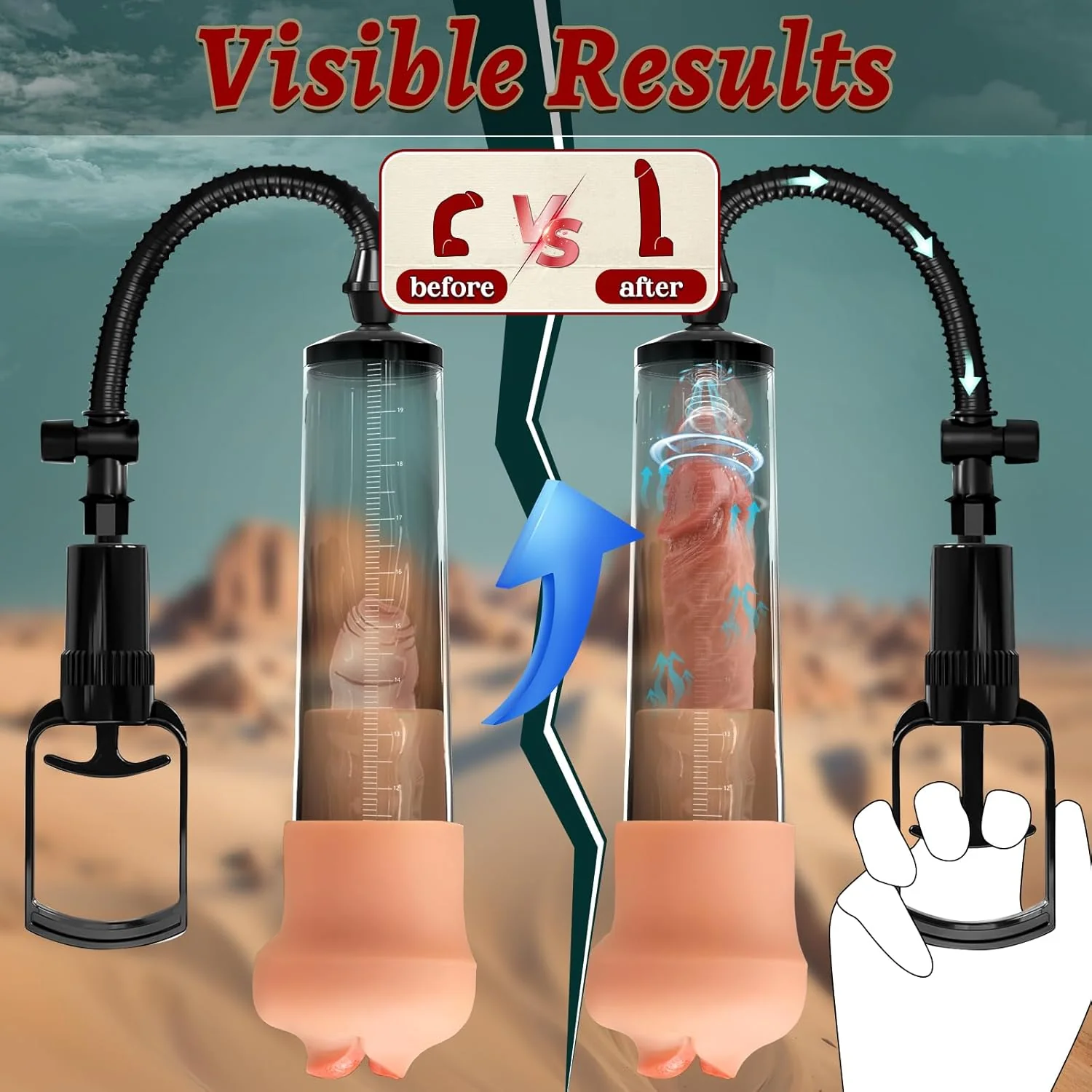 SpanCore Manual Penis Pump 9.5" Tube Realistic Sleeve - Image 3