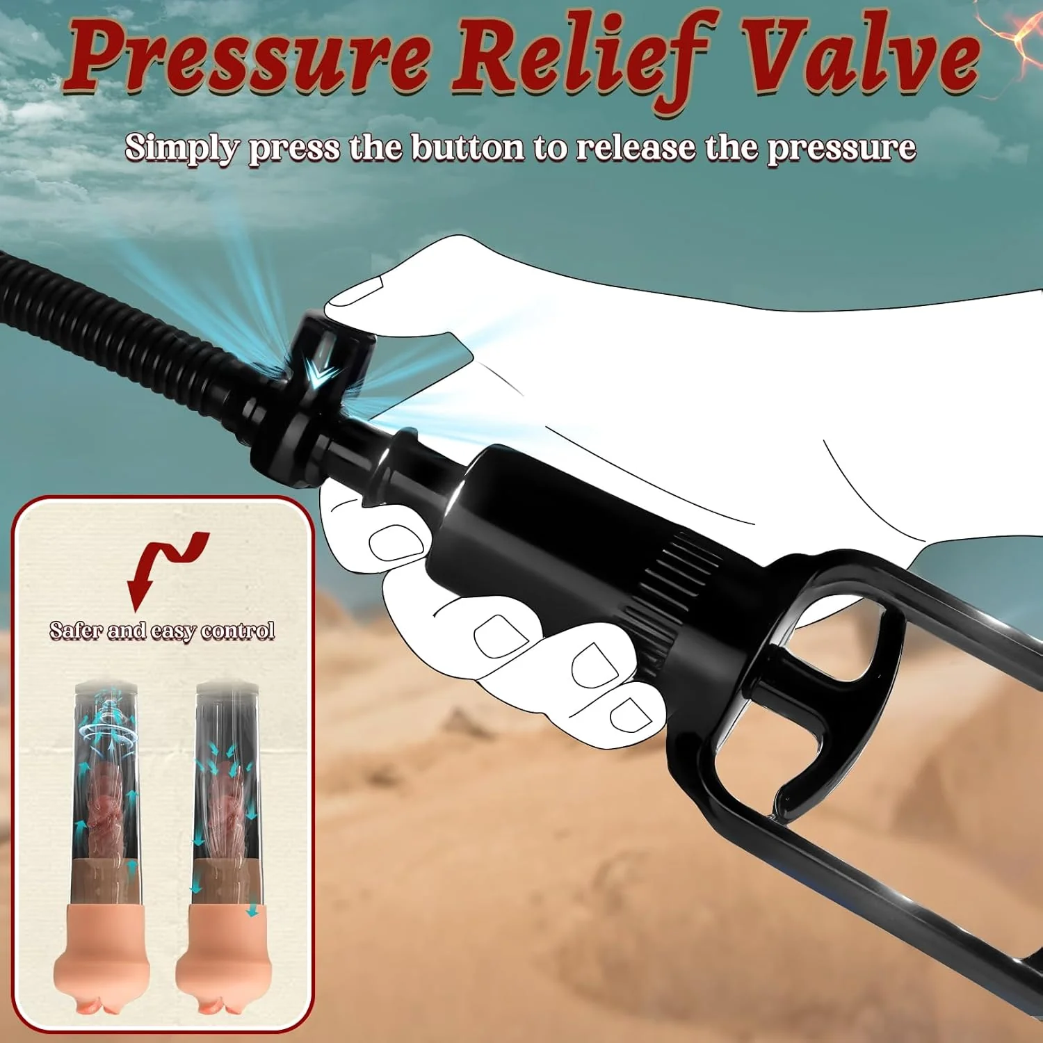 SpanCore Manual Penis Pump 9.5" Tube Realistic Sleeve - Image 5