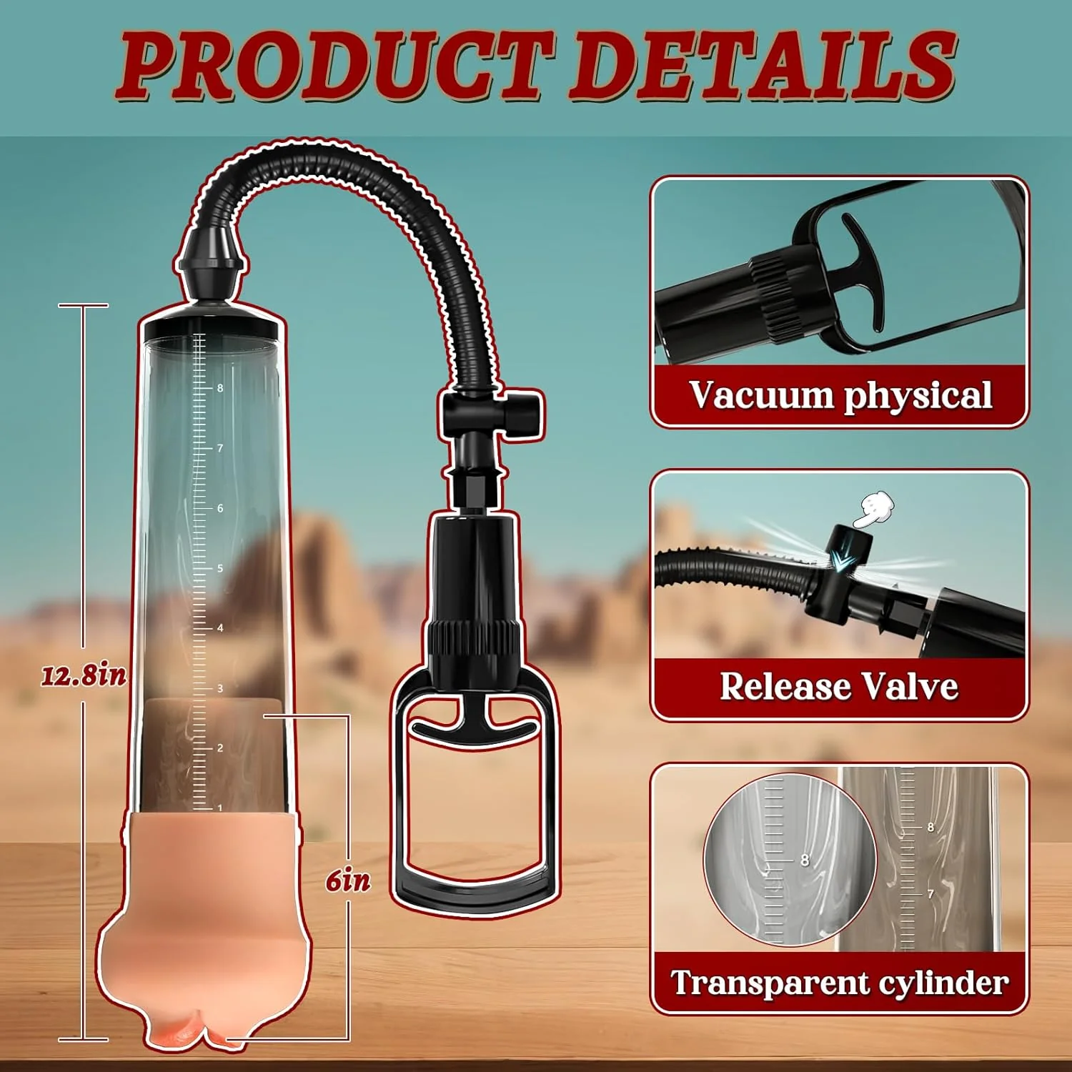 SpanCore Manual Penis Pump 9.5" Tube Realistic Sleeve - Image 6