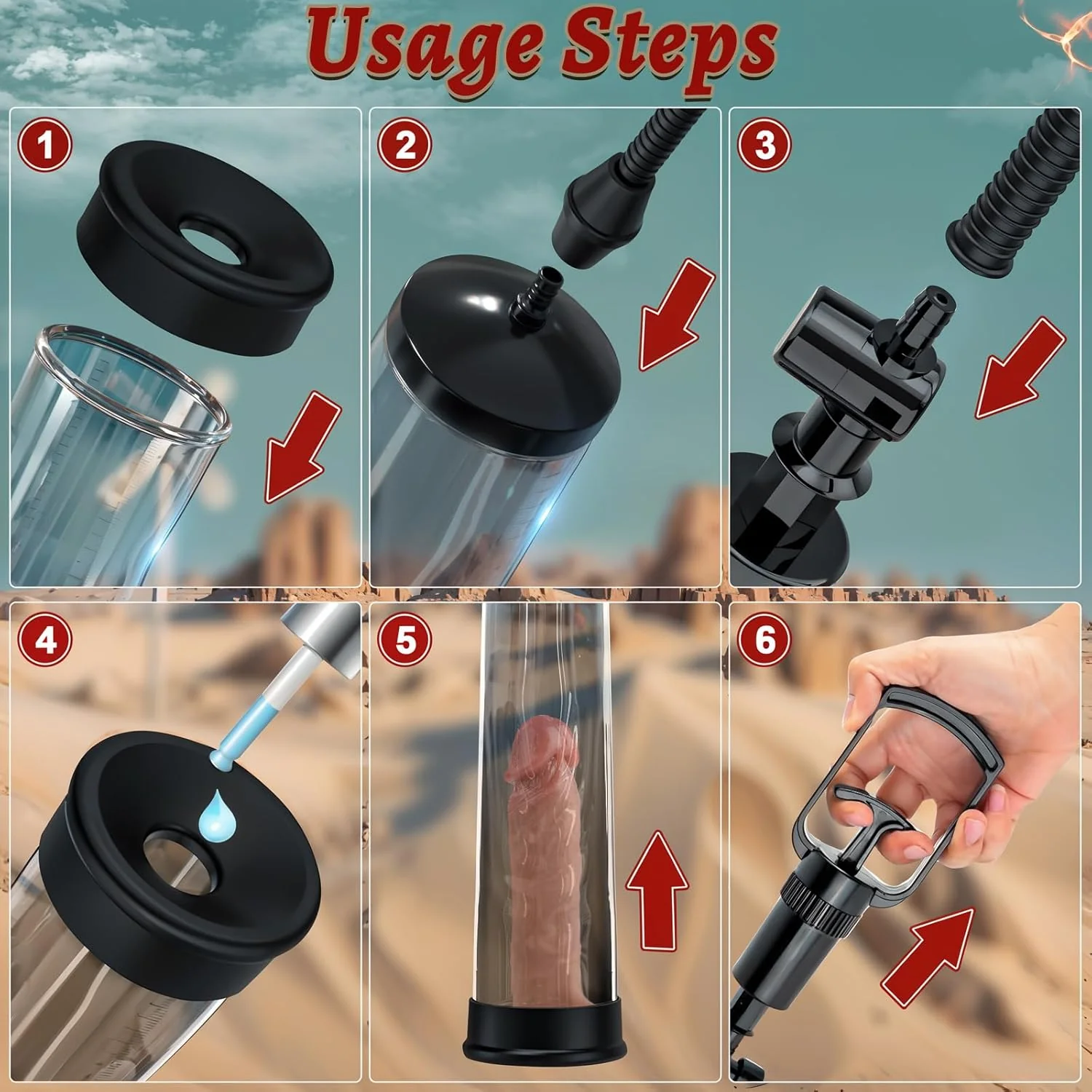 MaxReach Manual Penis Pump 9.5" Tube Realistic Sleeve - Image 4