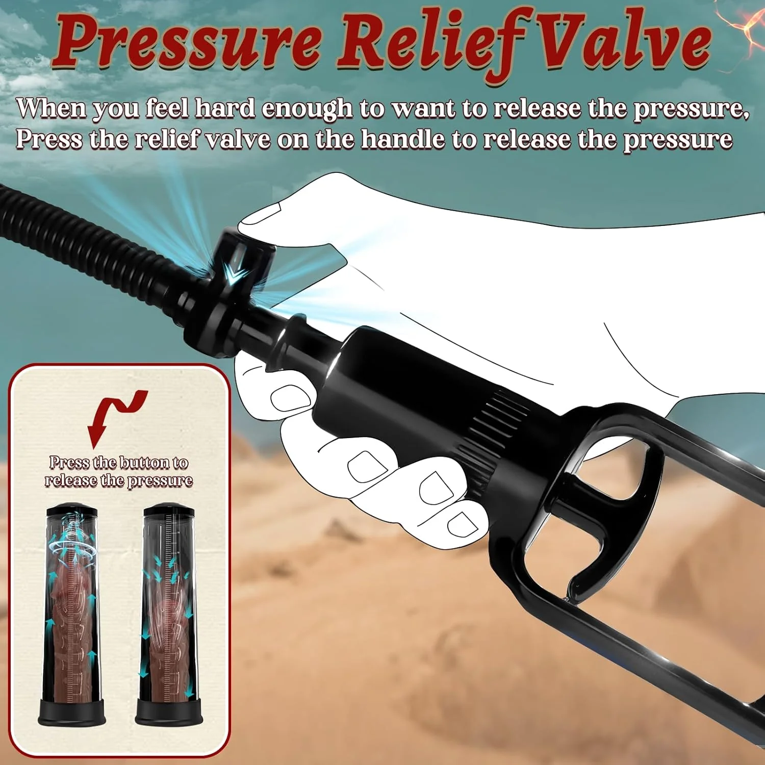 MaxReach Manual Penis Pump 9.5" Tube Realistic Sleeve - Image 5