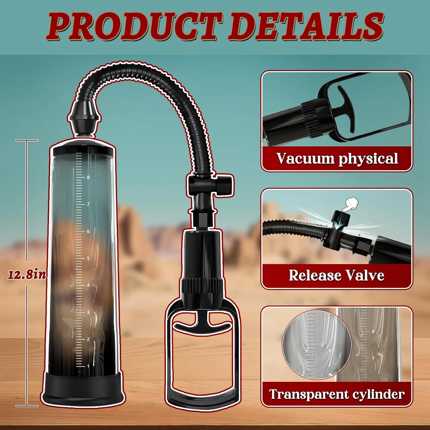 MaxReach Manual Penis Pump 9.5" Tube Realistic Sleeve - Image 6