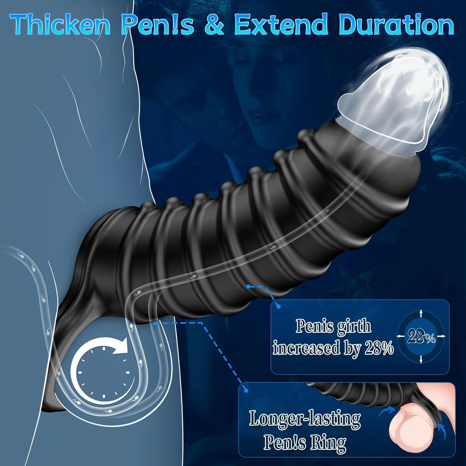 TextureMax Penis Sleeve Girth Enhancer Silicone Ring - Image 2