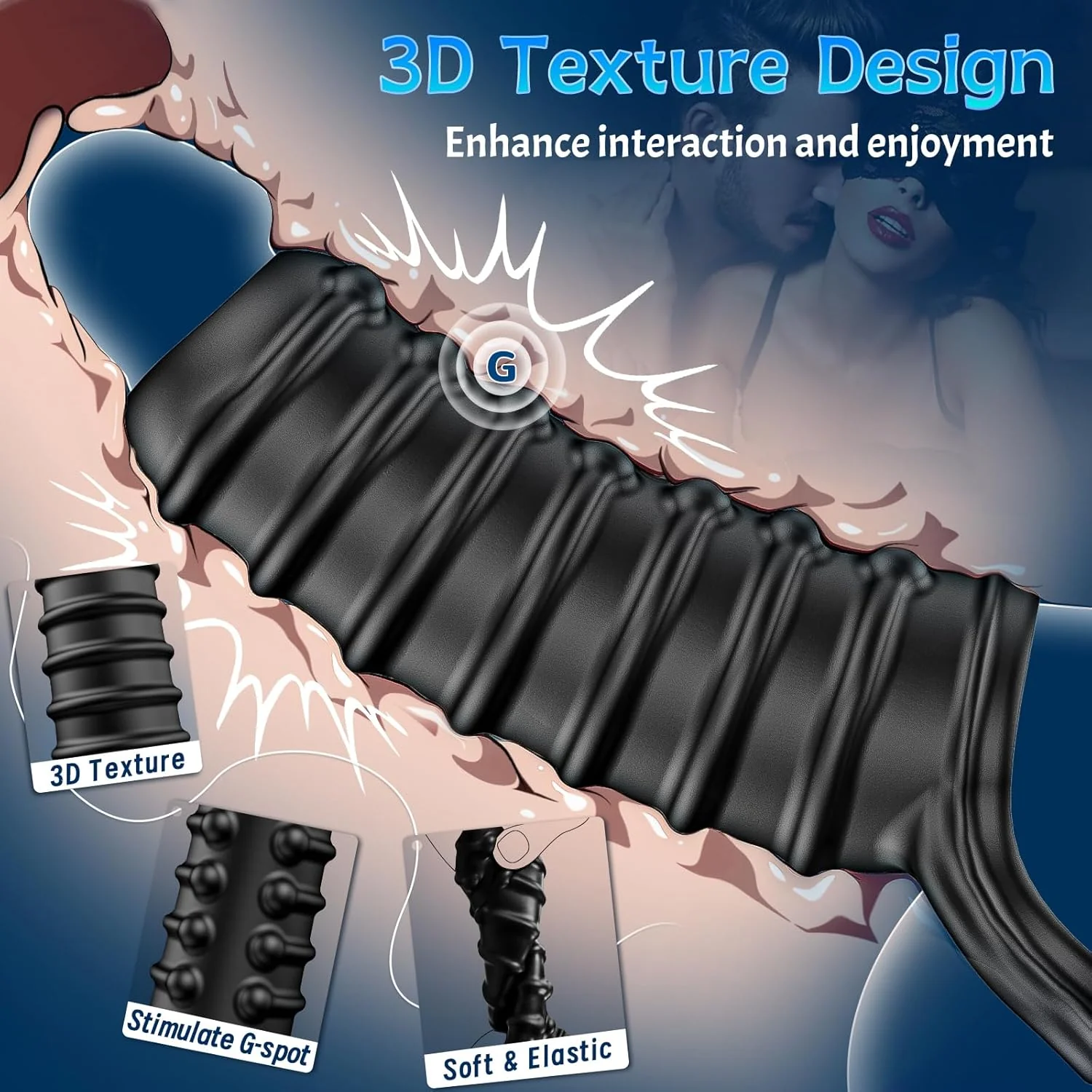 TextureMax Penis Sleeve Girth Enhancer Silicone Ring - Image 4