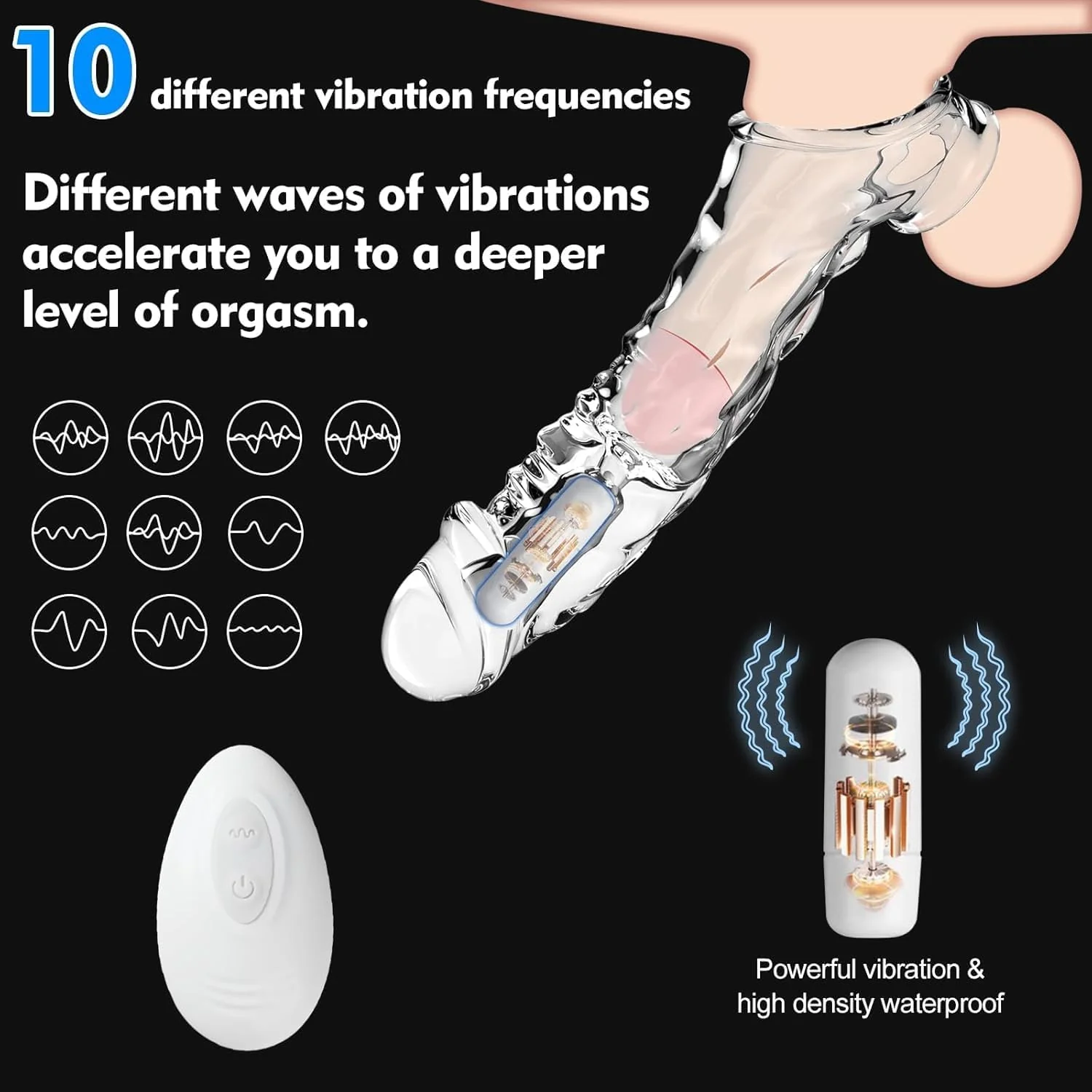 MorphVibe Vibrating Penis Sleeve Set 10 Modes Remote - Image 2