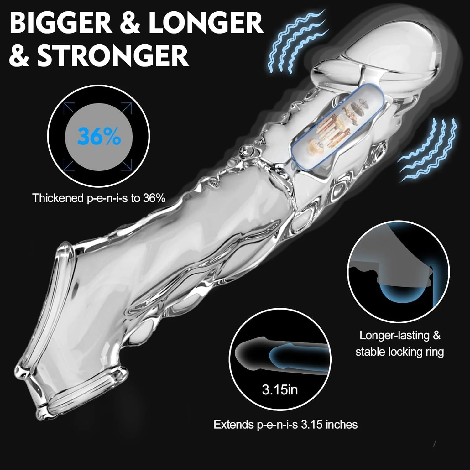 MorphVibe Vibrating Penis Sleeve Set 10 Modes Remote - Image 4