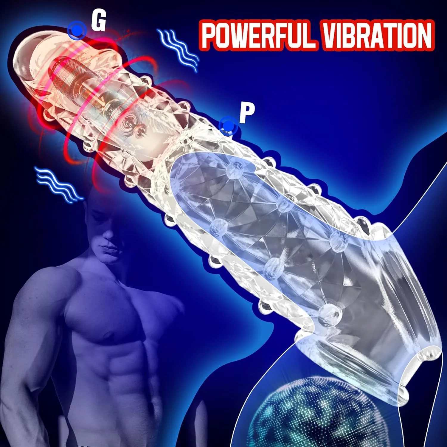 VibeGrain Vibrating Penis Sleeve Clitoral Stimulator TPE - Image 3