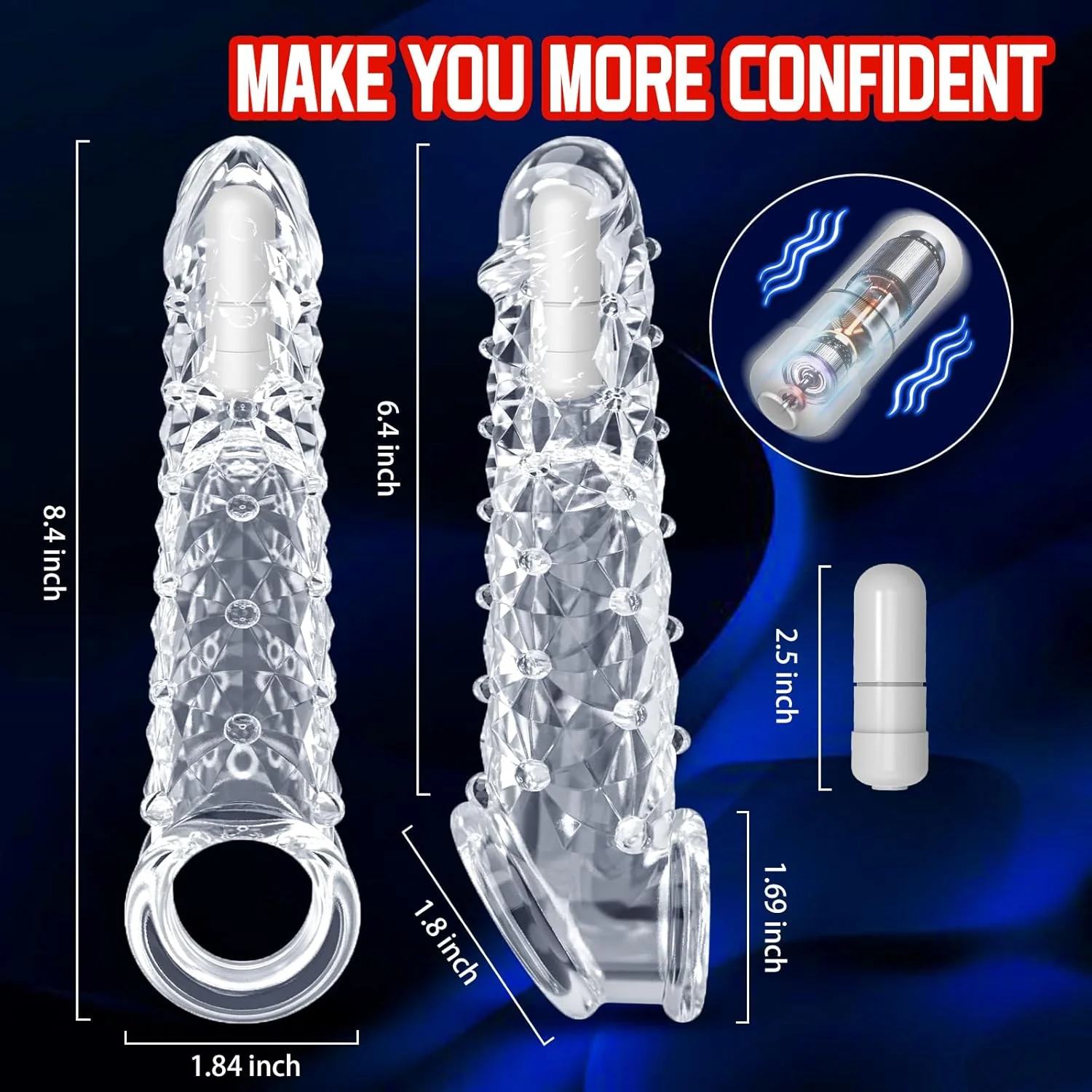VibeGrain Vibrating Penis Sleeve Clitoral Stimulator TPE - Image 4