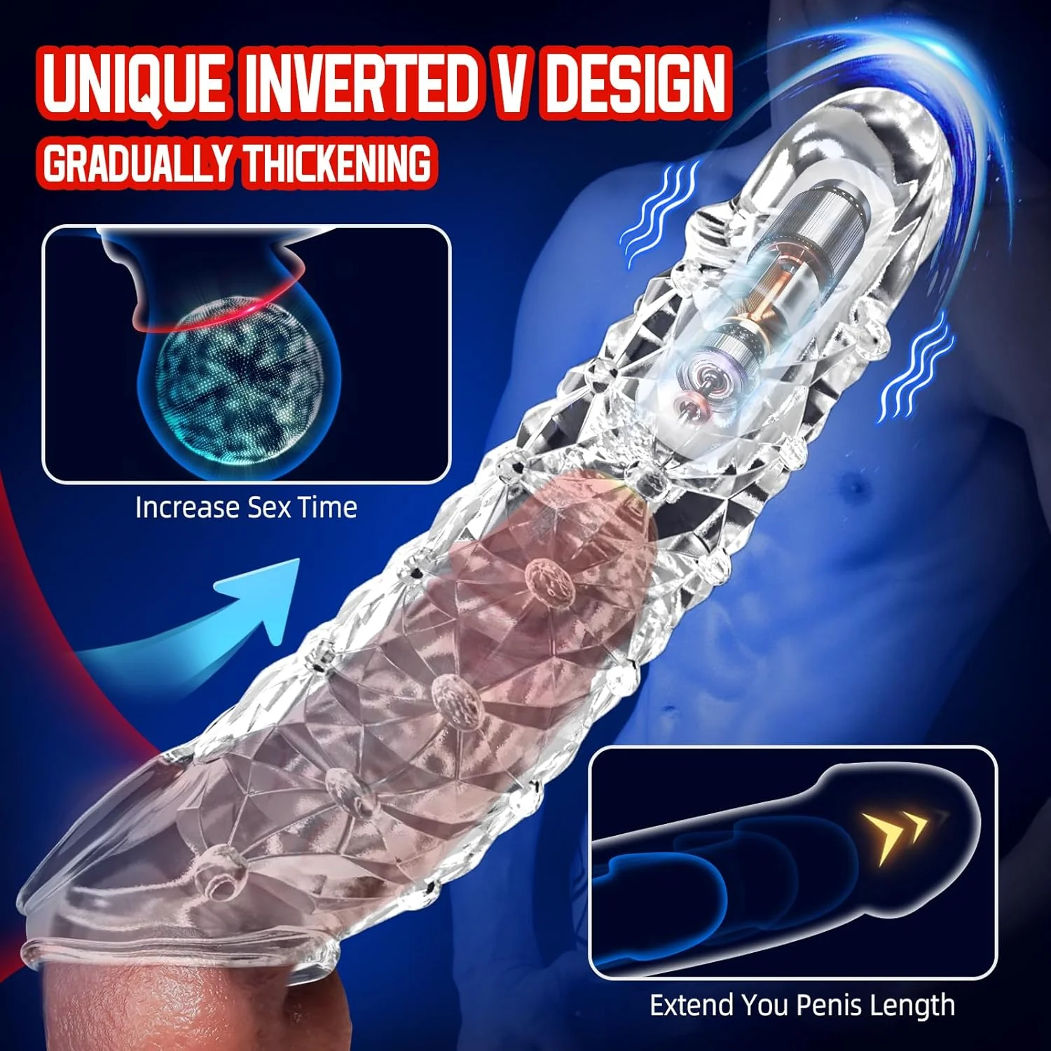 VibeGrain Vibrating Penis Sleeve Clitoral Stimulator TPE - Image 5