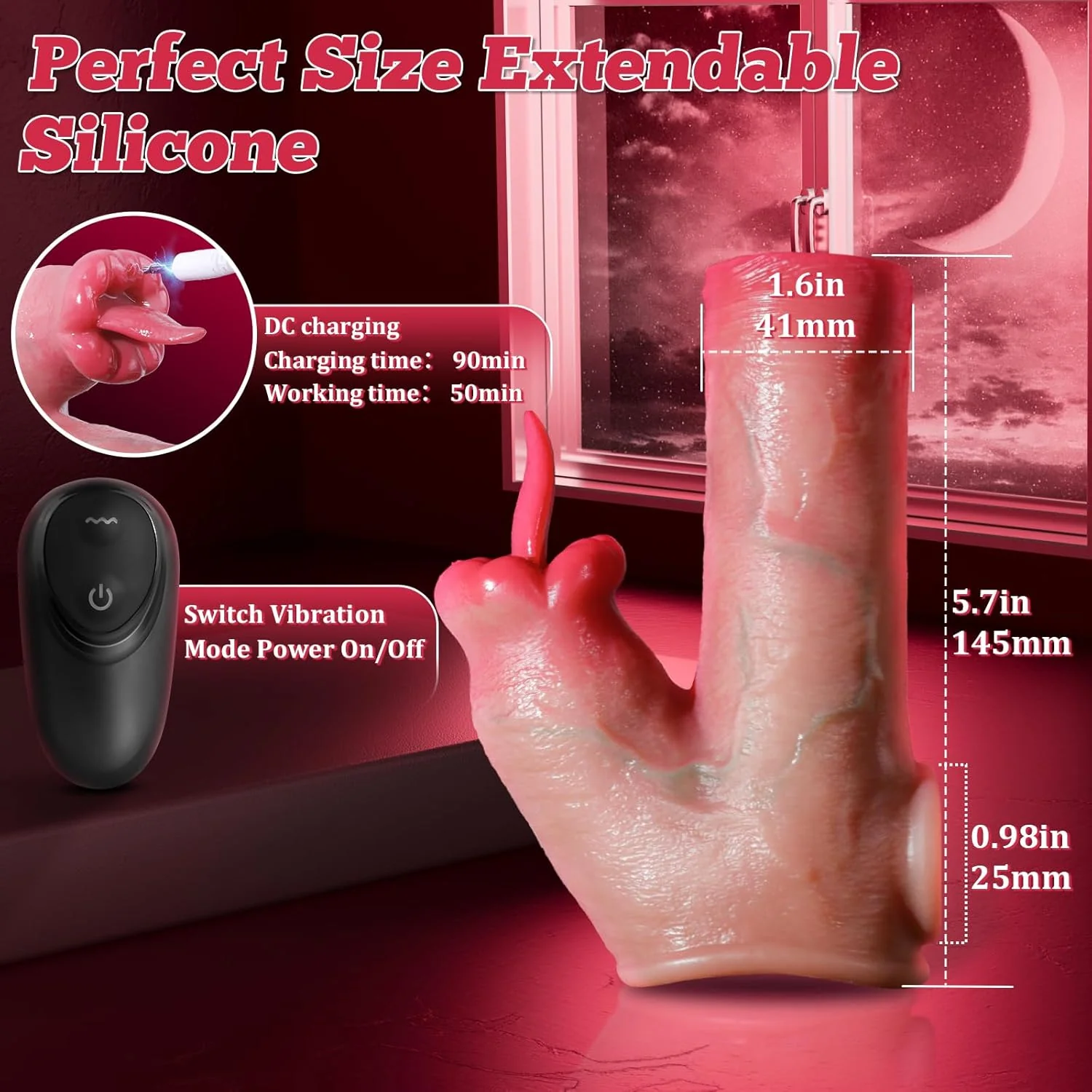 TongueVolt Vibrating Penis Sleeve Ring 10 Modes Remote - Image 6