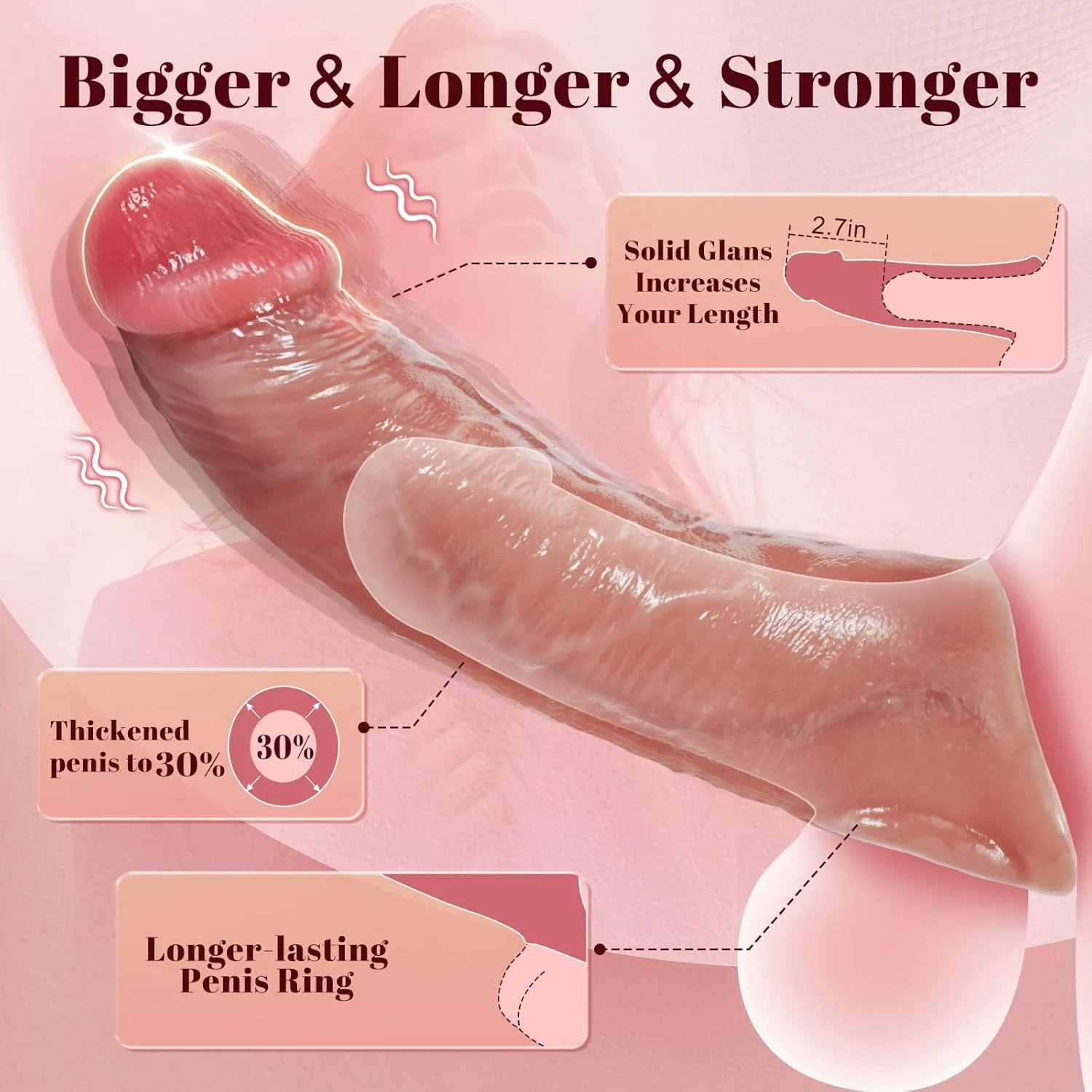 PowerSync Vibrating Penis Sleeve 10 Modes Remote Control - Image 3