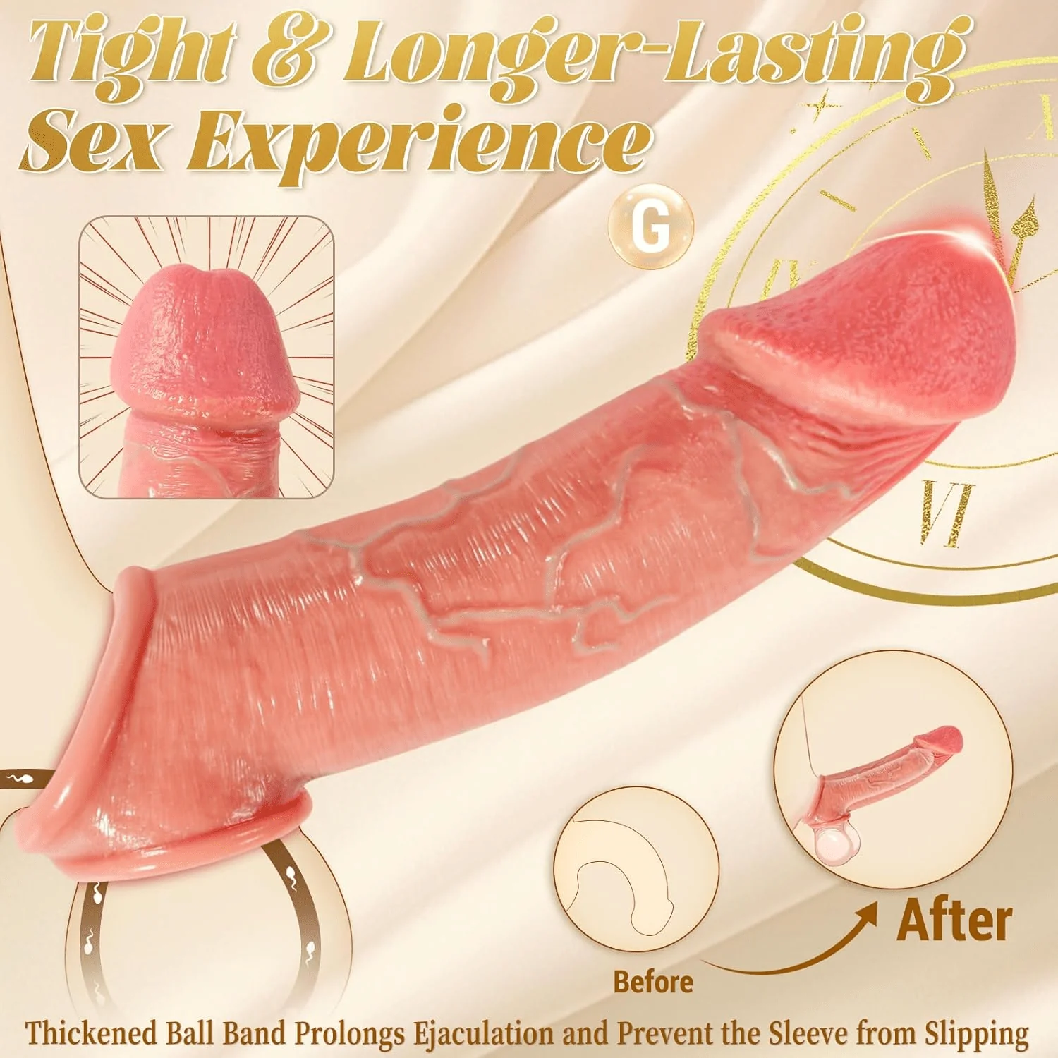 TitanGlans Penis Sleeve 8.5” Silicone Glans Girth Extender - Image 3