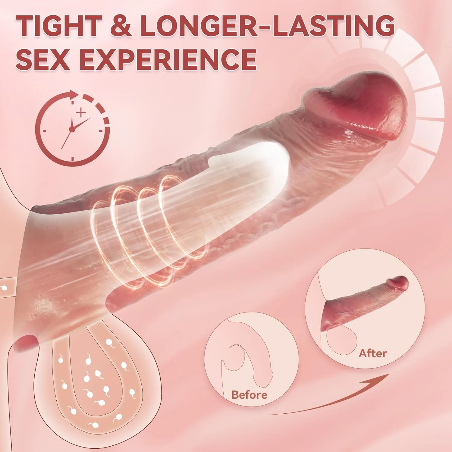VenoPulse Vibrating Penis Sleeve 10 Modes Girth Enhancer - Image 4