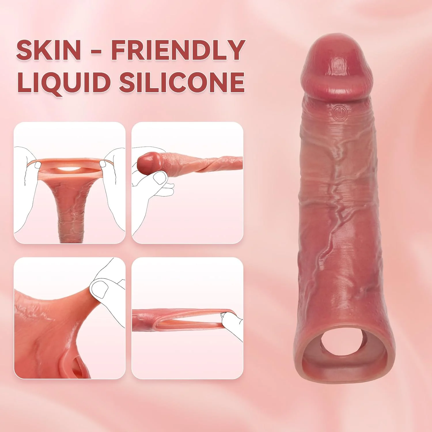 VenoPulse Vibrating Penis Sleeve 10 Modes Girth Enhancer - Image 5