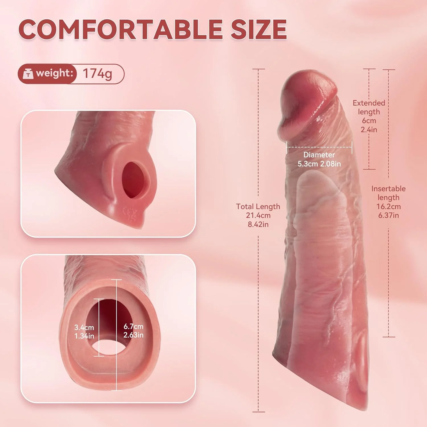 VenoPulse Vibrating Penis Sleeve 10 Modes Girth Enhancer - Image 7
