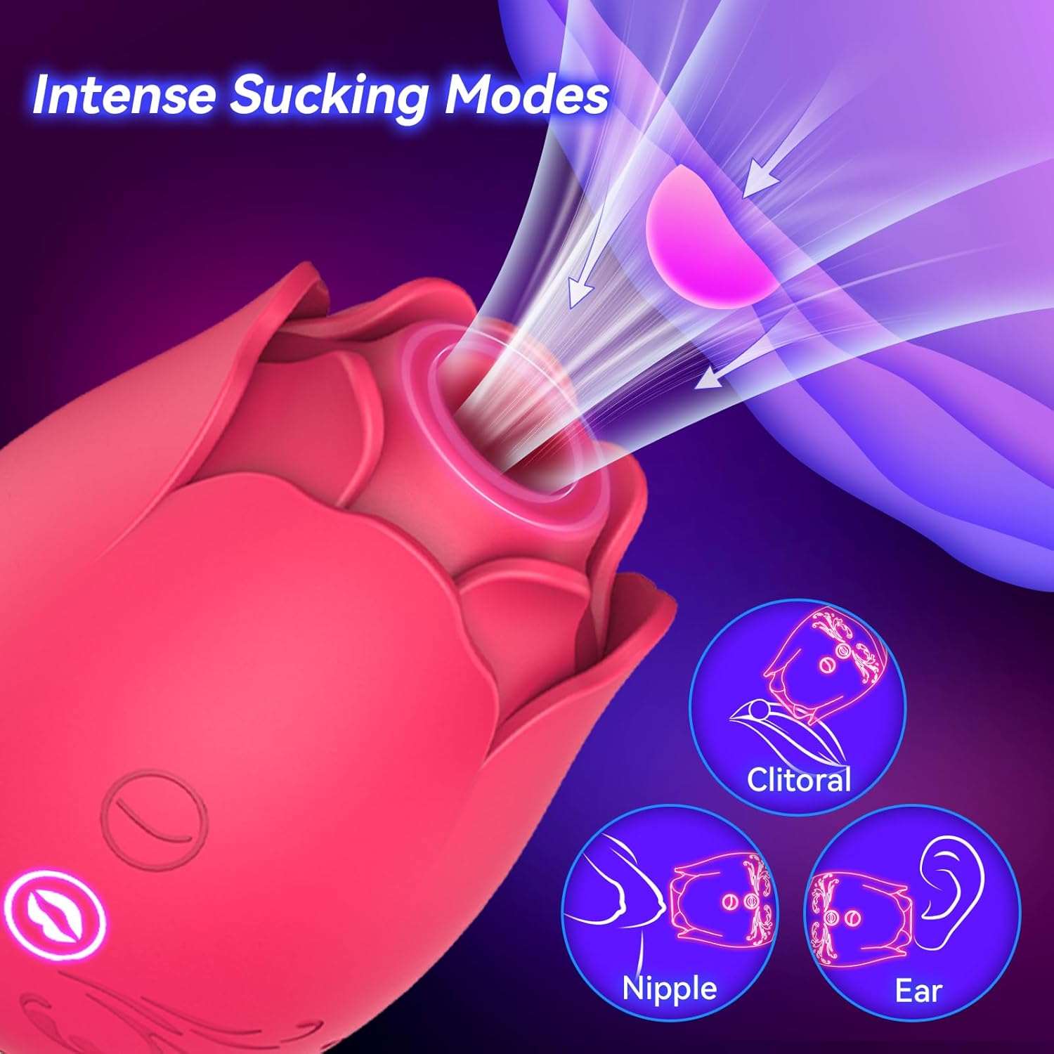 PleasurePulse Rose Sucking Vibrator G-Spot Dildo - Image 3