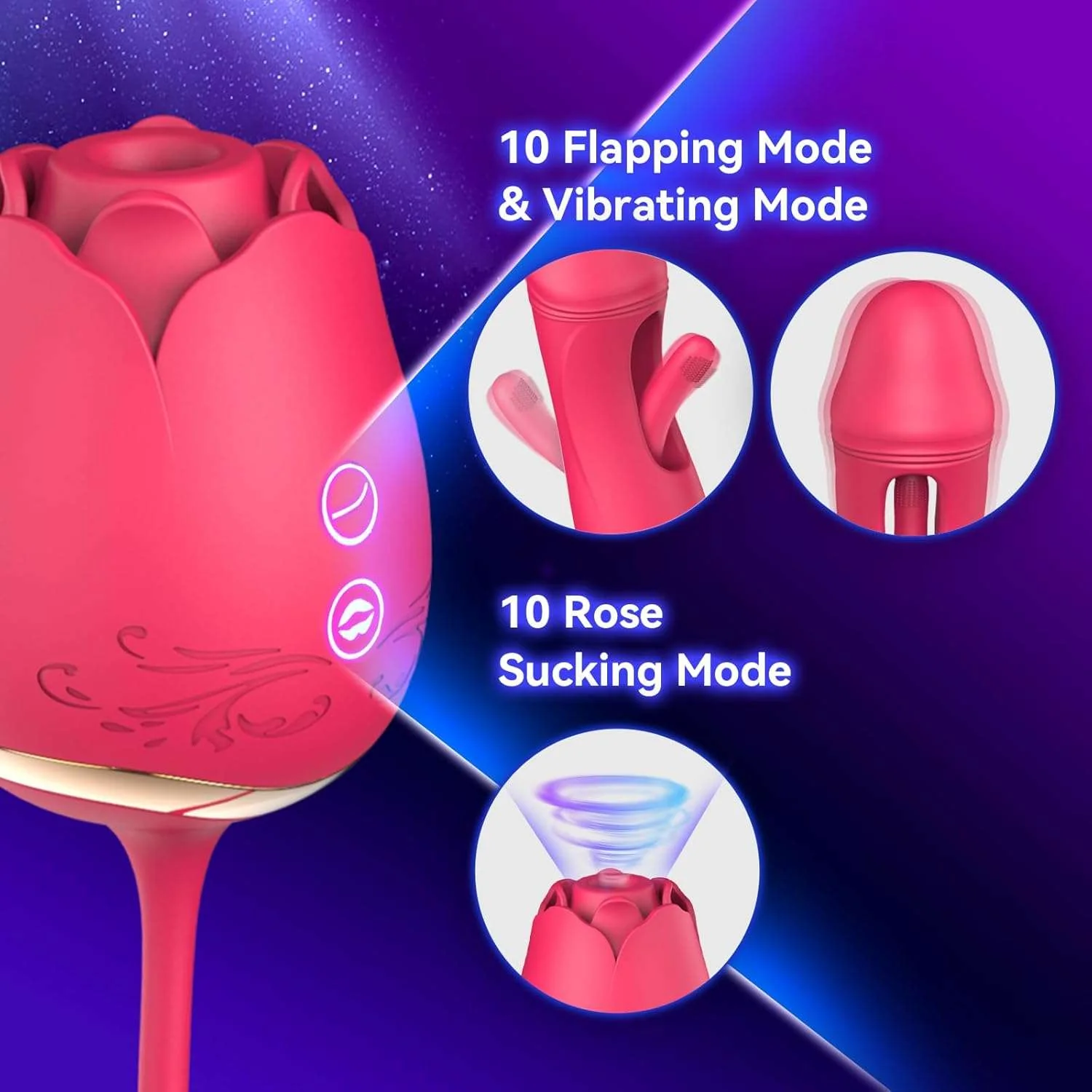 PleasurePulse Rose Sucking Vibrator G-Spot Dildo - Image 6