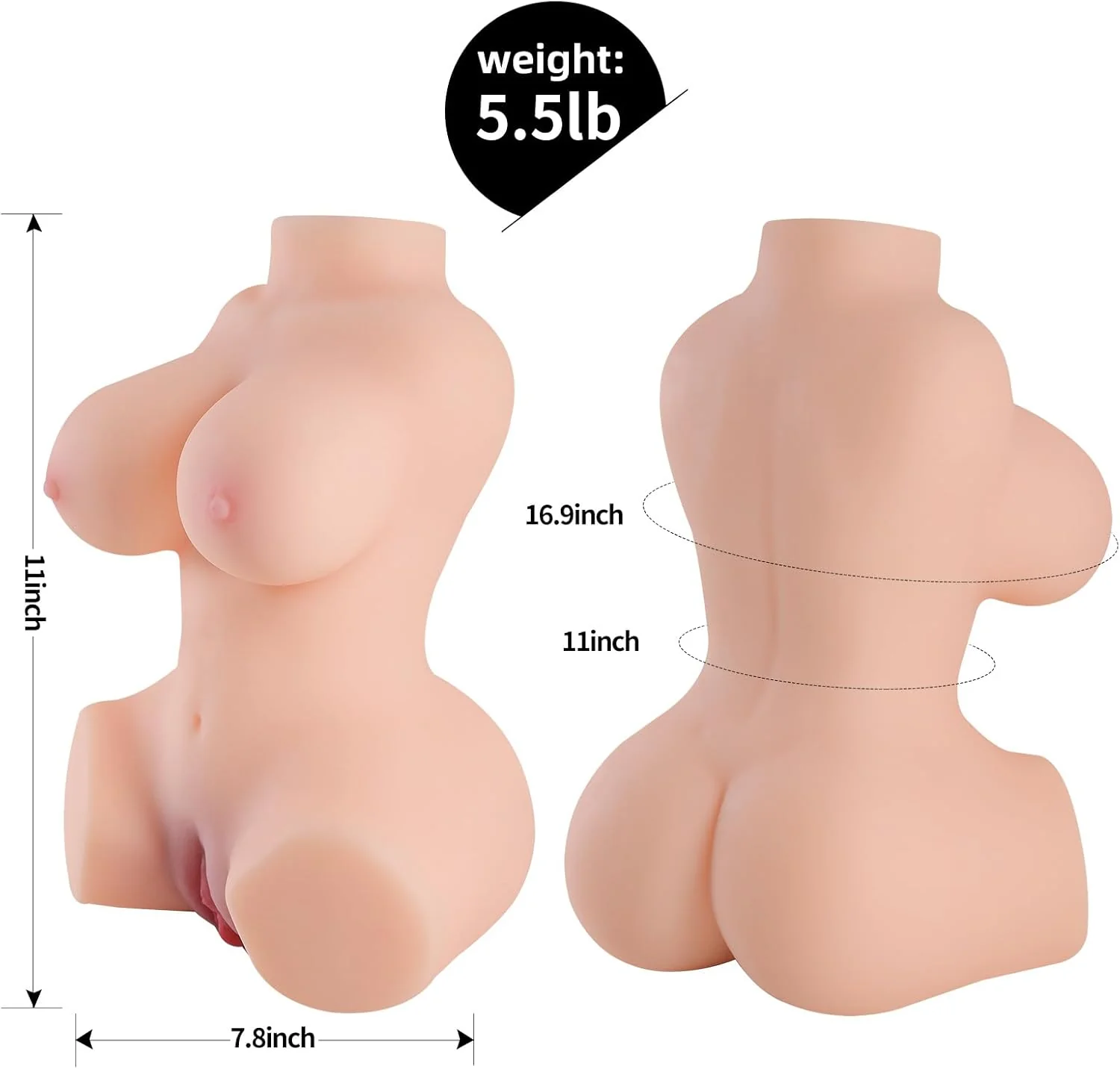 PocketFlex 3-in-1 Mini Torso Sex Doll 5.5LB Dual Channel - Image 5