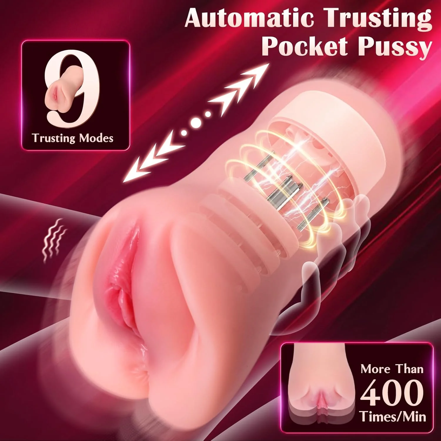 SyncPulse App-Controlled Thrusting Pocket Pussy 9 Modes - Image 2