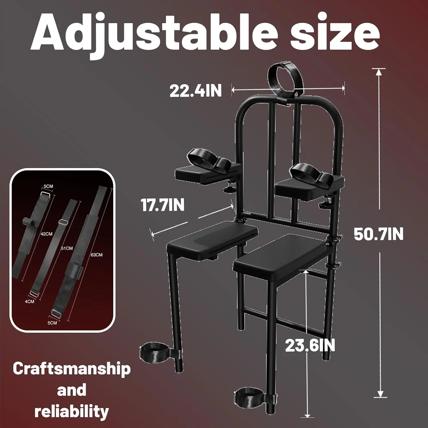 DominusBond Adjustable BDSM Sex Chair with Restraints - Image 7