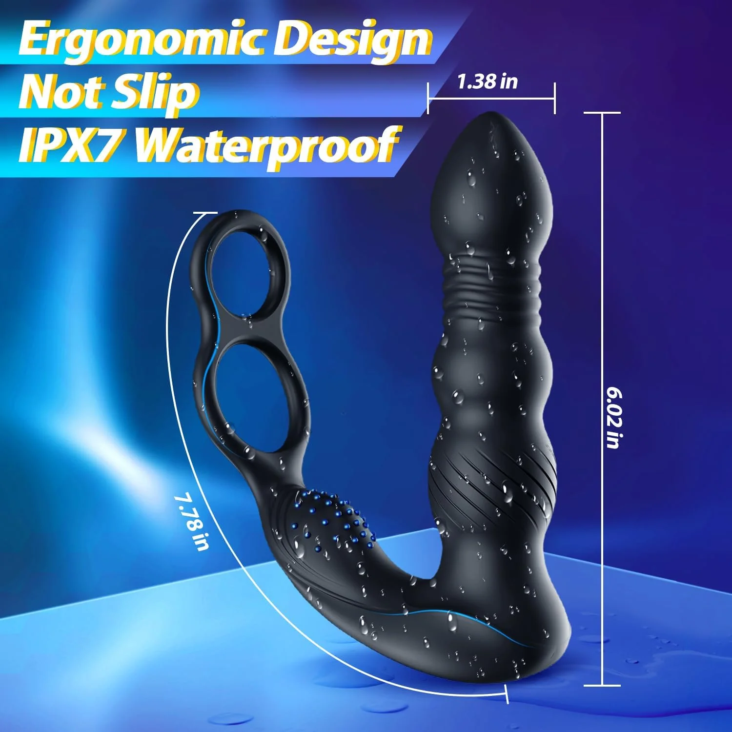 PrimeSurge 3-in-1 App-Controlled Anal Vibrator with Double Cock Rings - Image 7