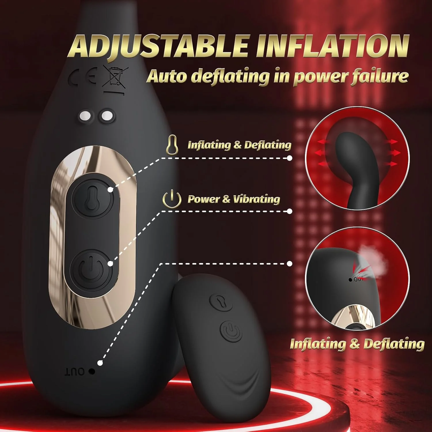 InflateCore Inflatable Prostate Massager Cock Ring 10 Modes - Image 4