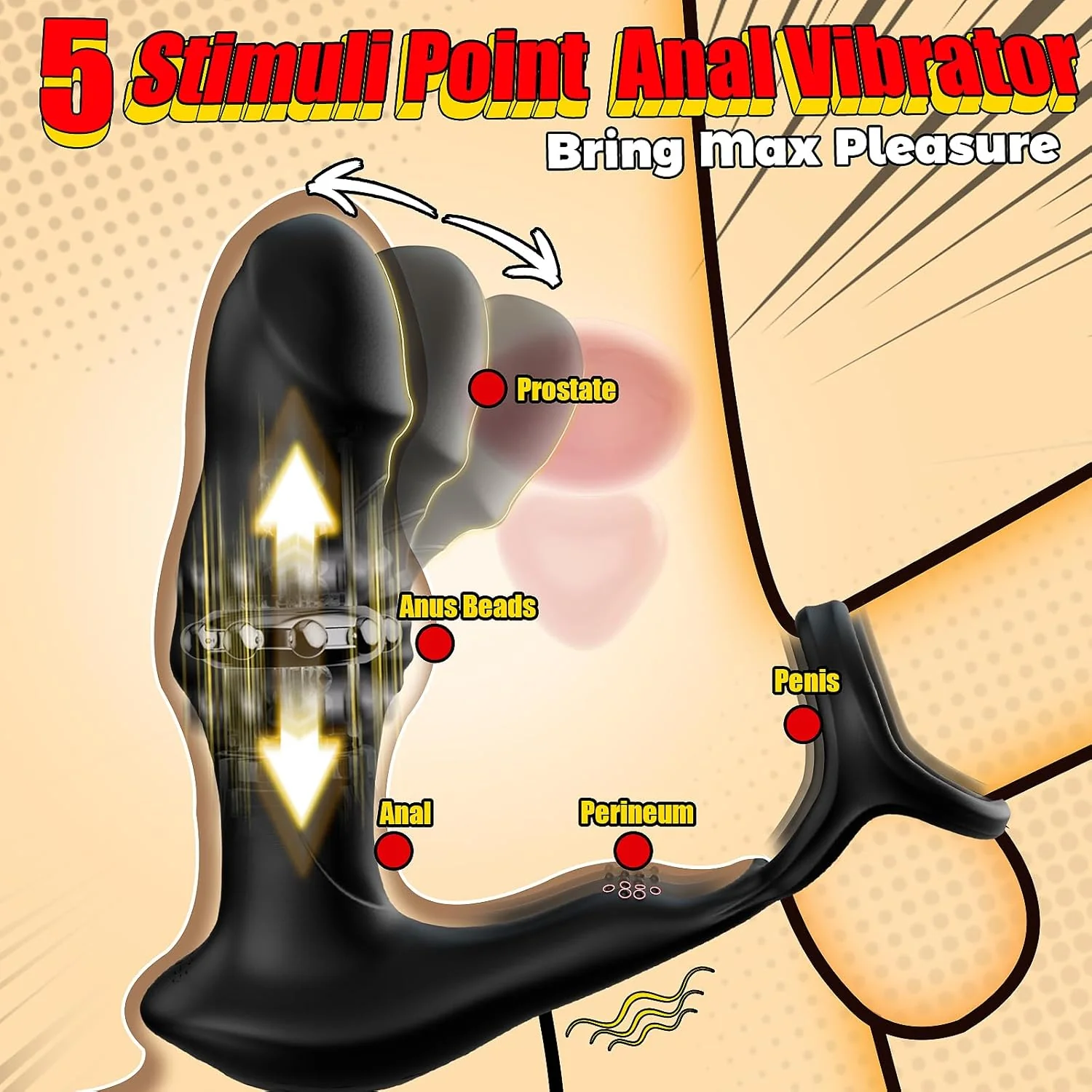 TriCoreX App Prostate Massager Cock Ring 9 Modes Waterproof - Image 2